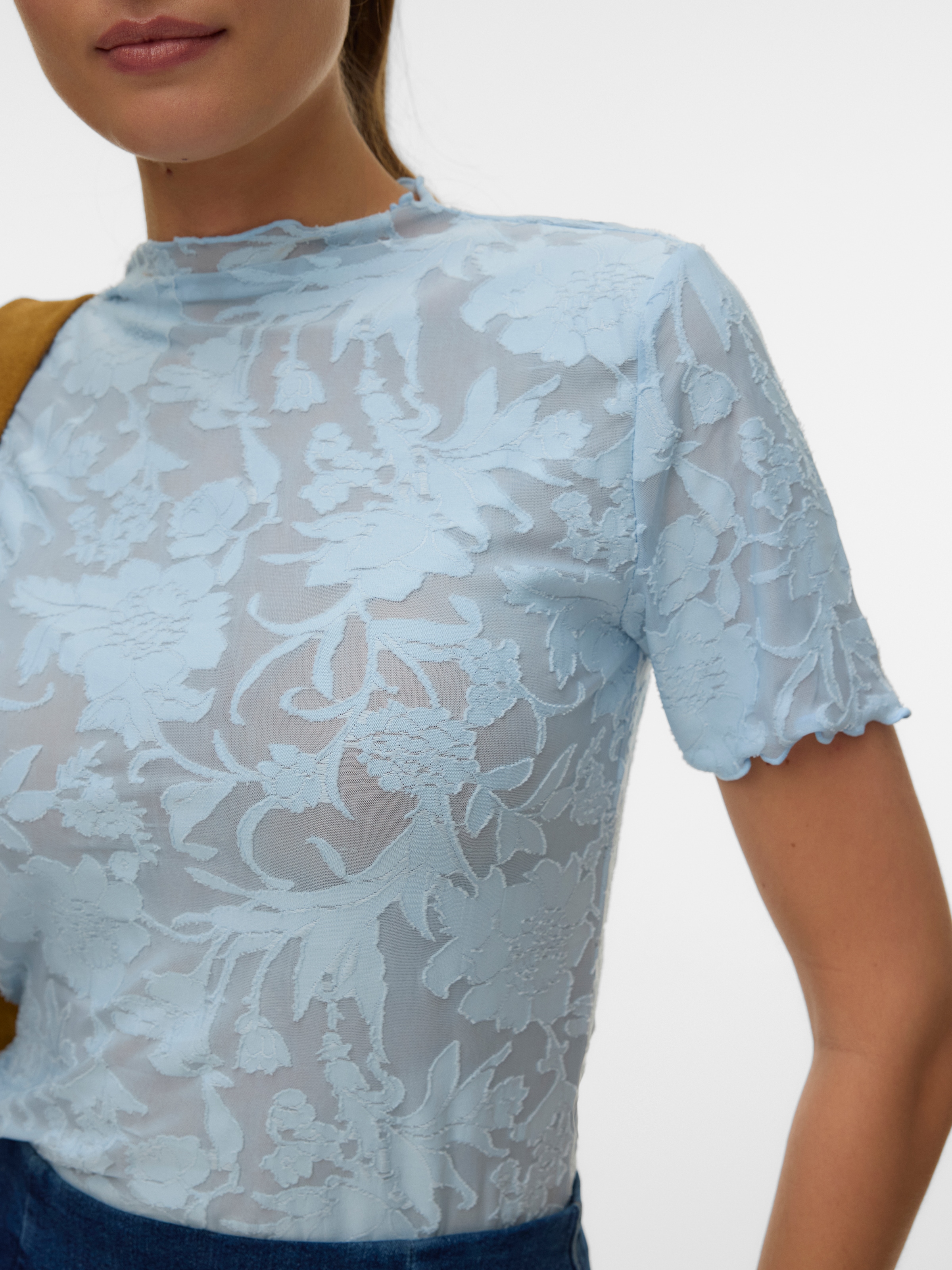 Vero Moda Kurzarmshirt »VMLAYLA SS TOP JRS NOOS« Materialmix