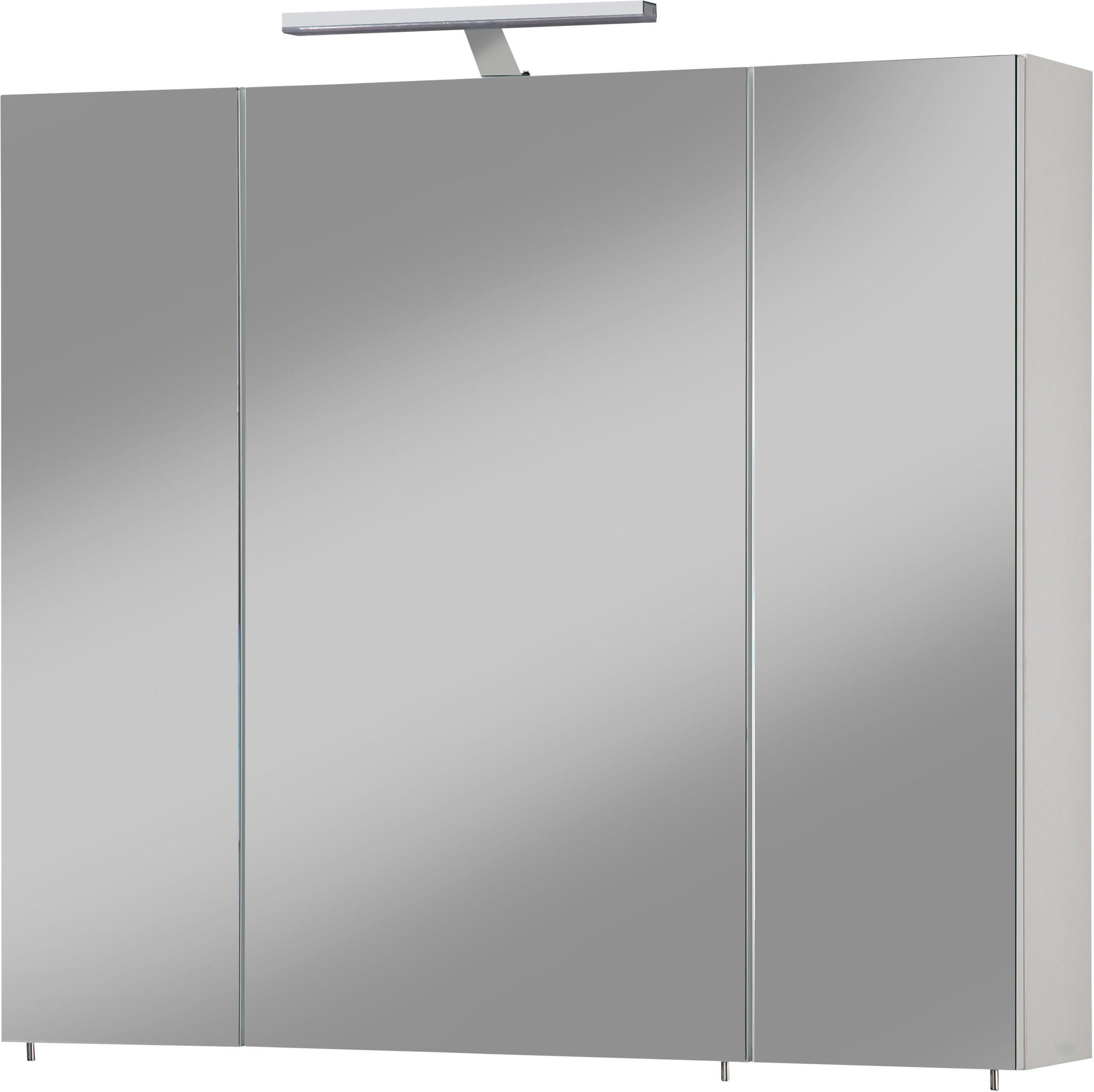 Schildmeyer Spiegelschrank »Torino«, Breite 80 cm, 3-türig, LED-Beleuchtung, Schalter-/Steckdosenbox, Glaseinlegeböden, Soft-Close, Made in Germany