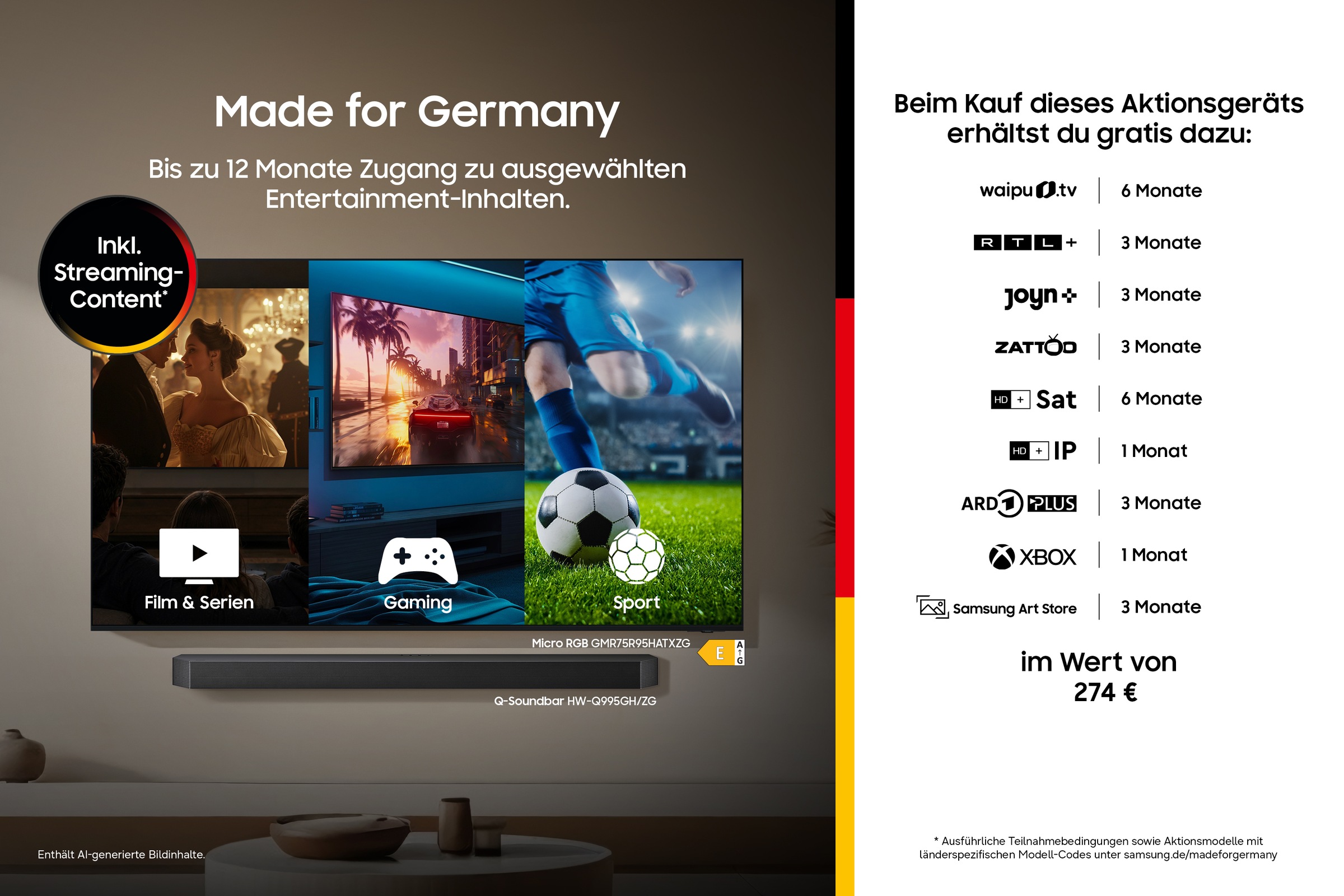 Samsung QLED-Fernseher »GQ43LS03HAU« 108 cm/43 ″ Smart-TV Art Mode Kunstwerken, Design wandbündig, Antireflexion mit Glare Free