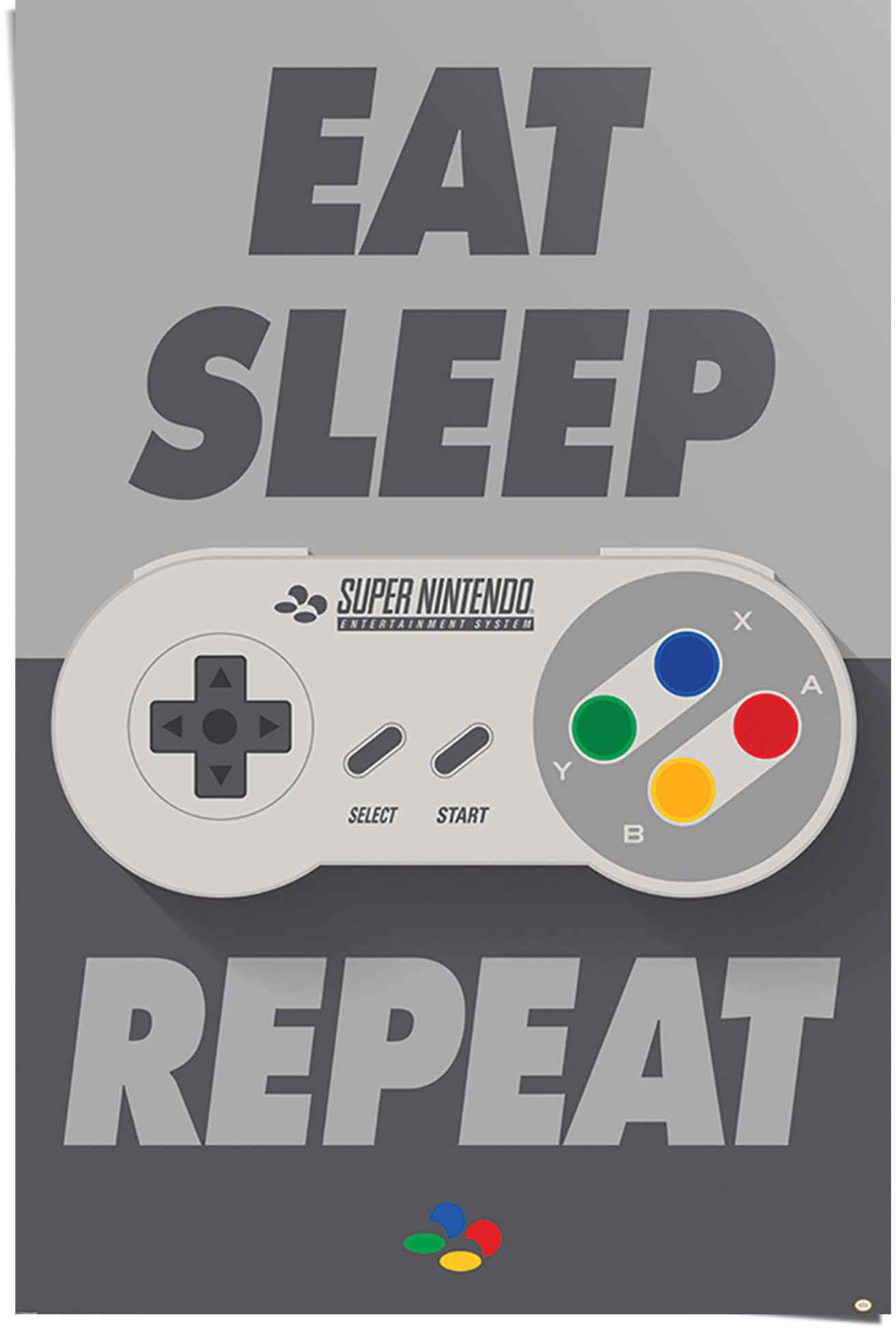 Poster »Super Nintendo Eat, sleep, repeat«, (1 St.)