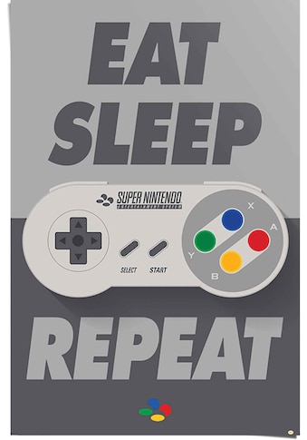 Poster »Super Nintendo Eat, sleep, repeat«, (1 St.)