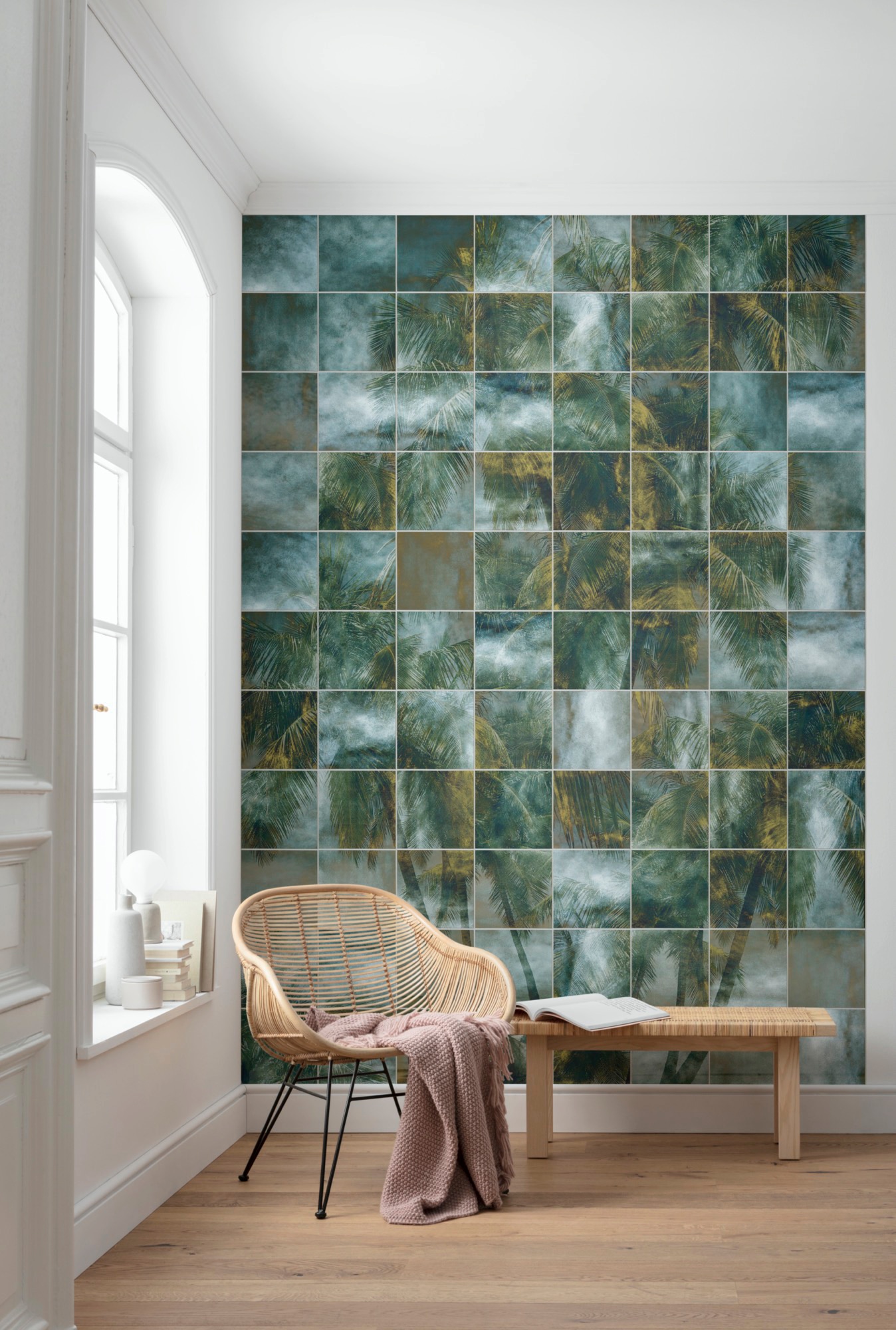 Komar Vliestapete »Digitaldruck Vlies - Palm Puzzle - Größe 200 x 280 cm«, bedruckt, Wohnzimmer, Schlafzimmer