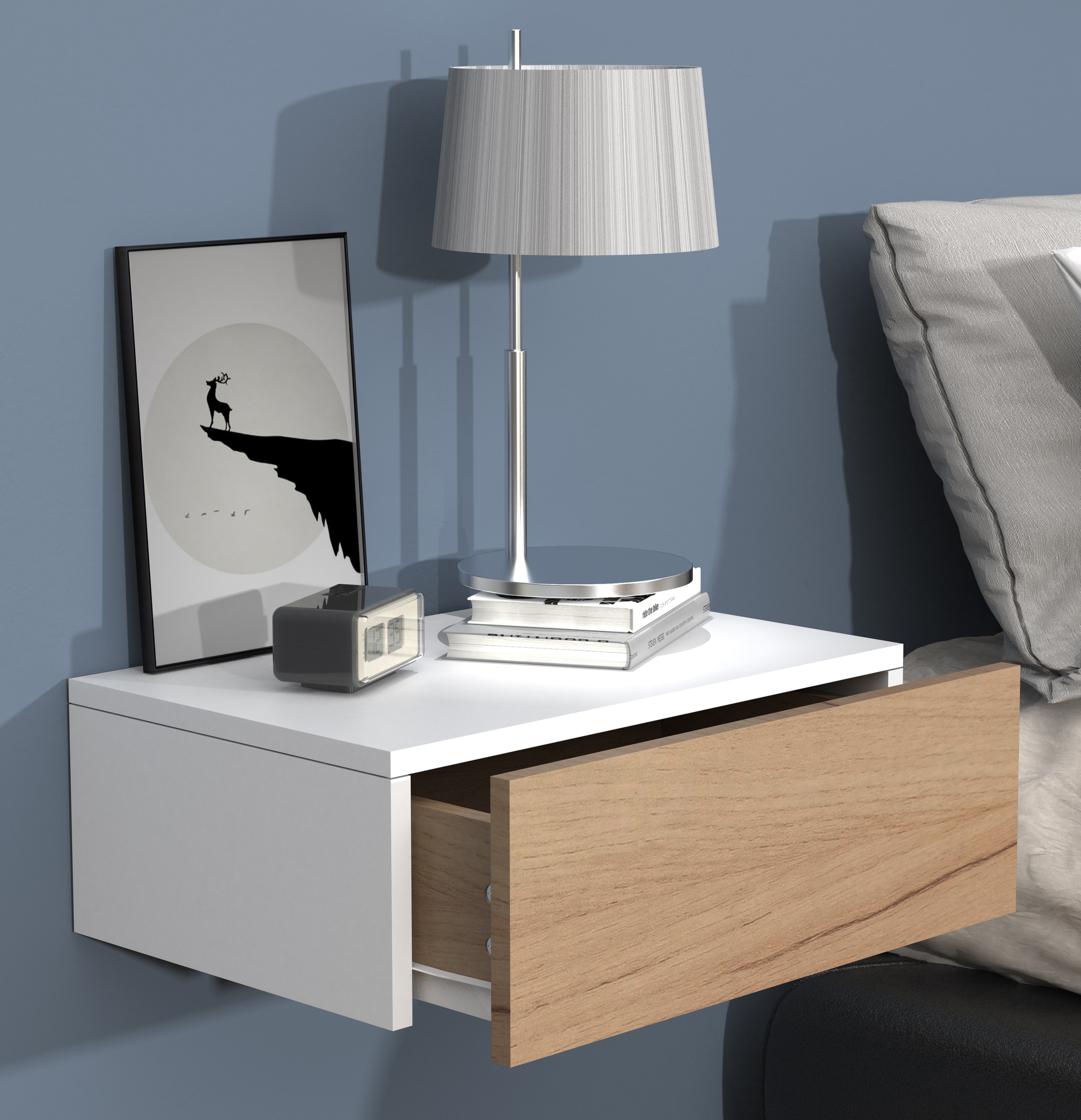 VCM Nachtkonsole »VCM Nachtschrank | Wandschublade | Wandboard | Nachttisch | Maße ca. H. 15 x B. 45 x T. 30 cm - Usal M 45 cm«, (VCM Usal)