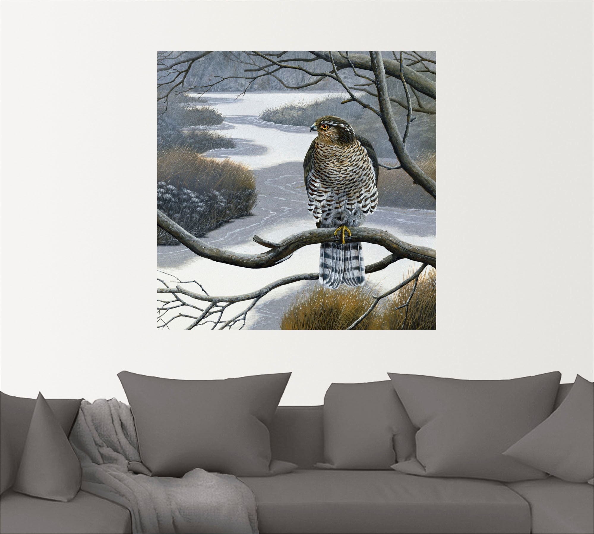 Artland Wandbild »Falke im Baum«, Vögel, (1 St.), als Leinwandbild, Wandaufkleber in verschied. Größen