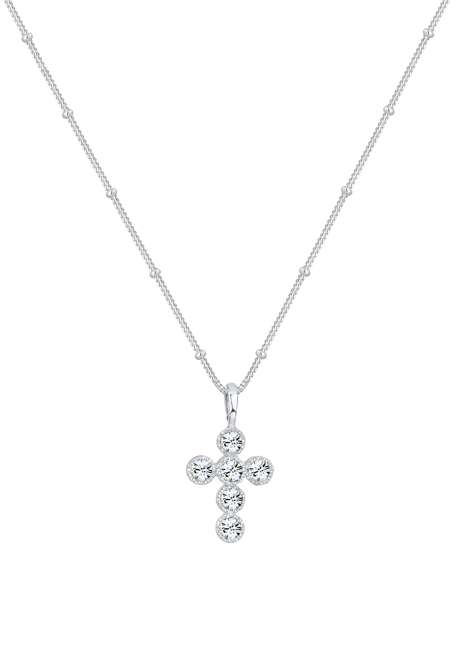 Elli Silberkette »Halskette Kreuz 925 Silber, mit Kristallen von Swarovski®«