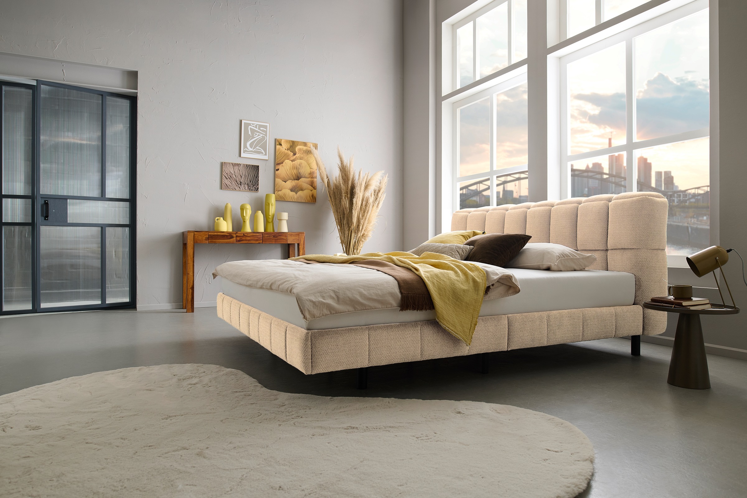 ATLANTIC home collection Polsterbett »Neela in 180cm x 200cm« gepolstertes Kopfteil und Rahmen, Bezug aus hochwertigen Strukturstoff