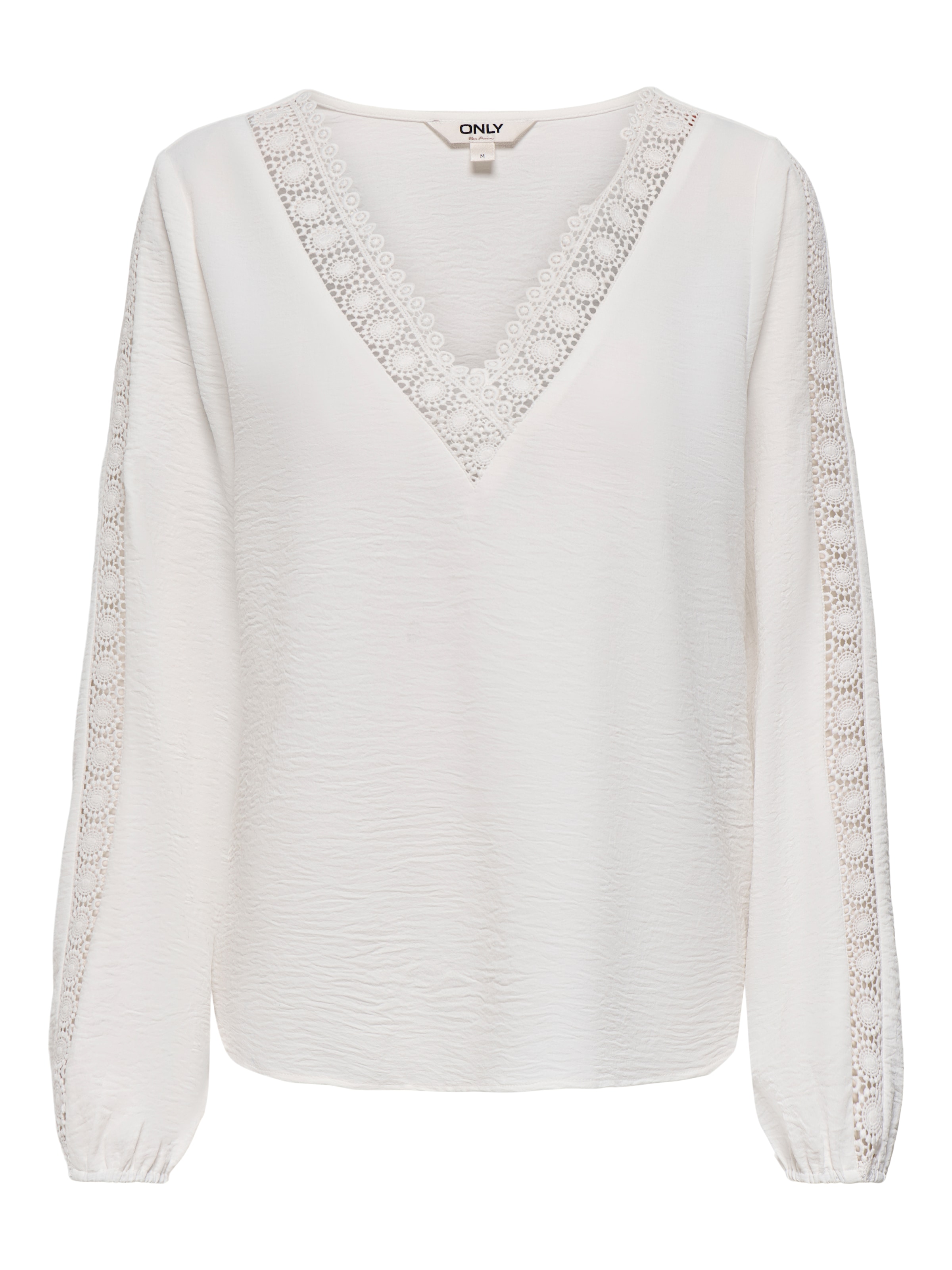 ONLY Langarmbluse »ONLGREGOR METTE LS LACE TOP WVN« Kunstfaser, regular fit, V-Ausschnitt, Regular Waist