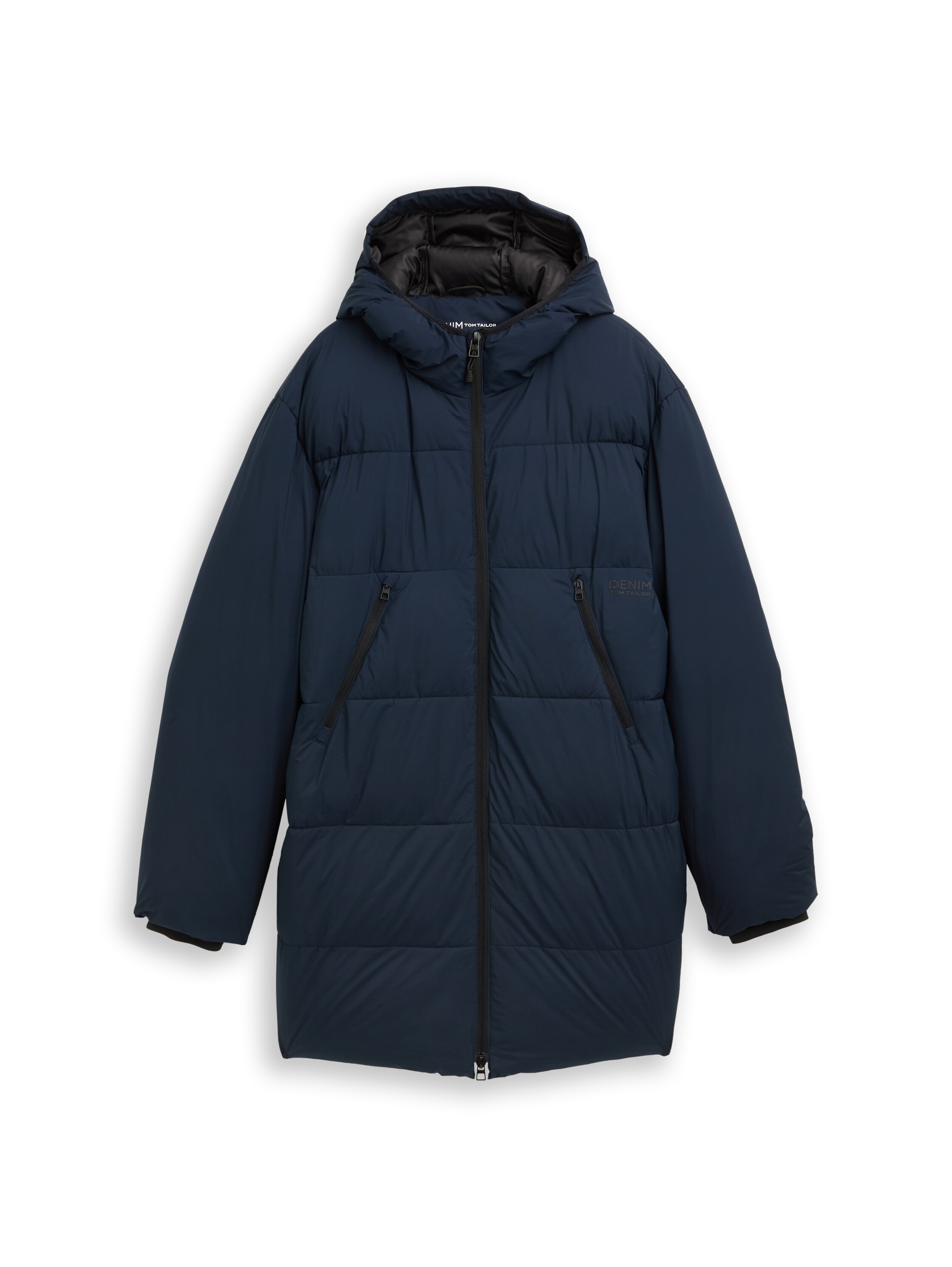 TOM TAILOR Denim Steppjacke, mit Kapuze, mit Logo Print