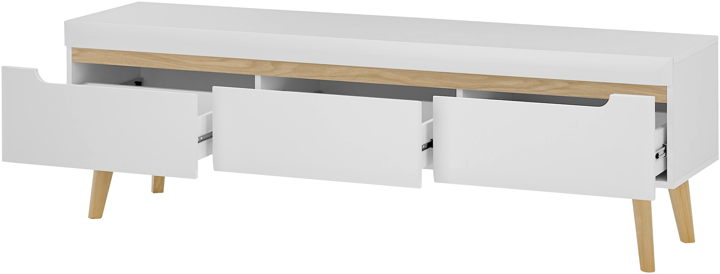 INOSIGN Lowboard »Torge, TV-Unterschrank, TV-Kommode, Fernsehschrank, TV-Board«, (1 St.), abgeschrägte Füße, drei Farben, Scandi Design, 160 cm breit
