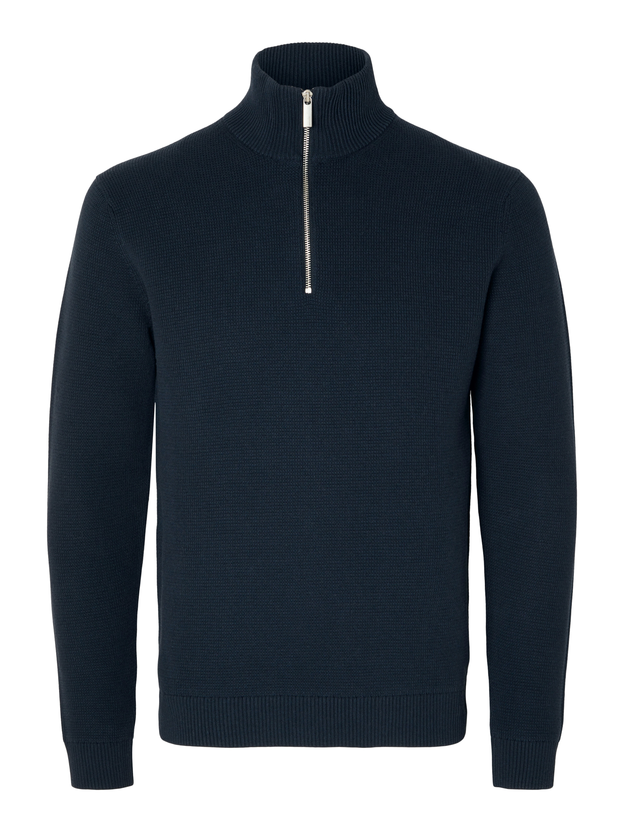 SELECTED Troyer »SLHDANE LS KNIT STRUCTURE HALF ZIP NOOS« Baumwolle, regular fit