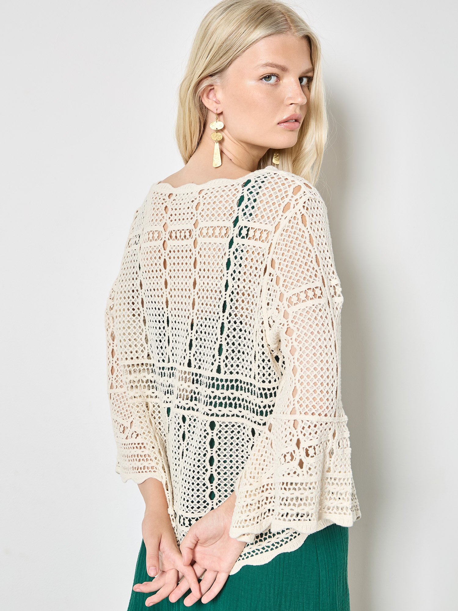 Apricot Klassische Bluse »Häkeloberteil« mit Glockenärmeln