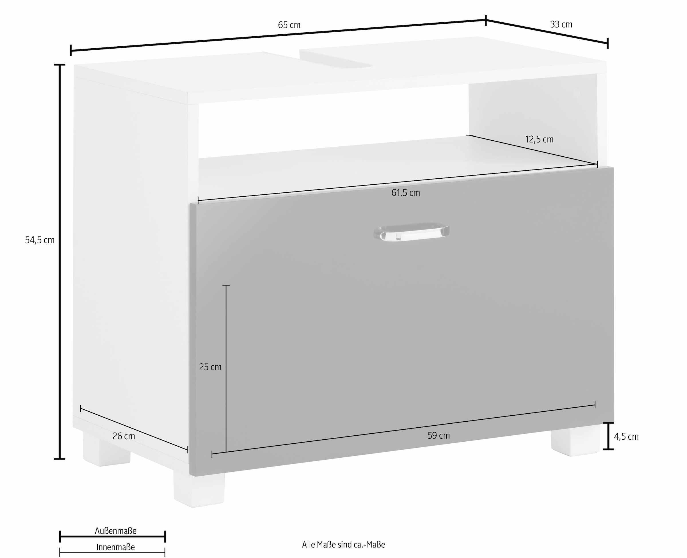 Schildmeyer Waschbeckenunterschrank »Colli«, Höhe 54,5 cm, Badezimmerschrank  mit Metallgriffen und großer Schublade bei OTTO