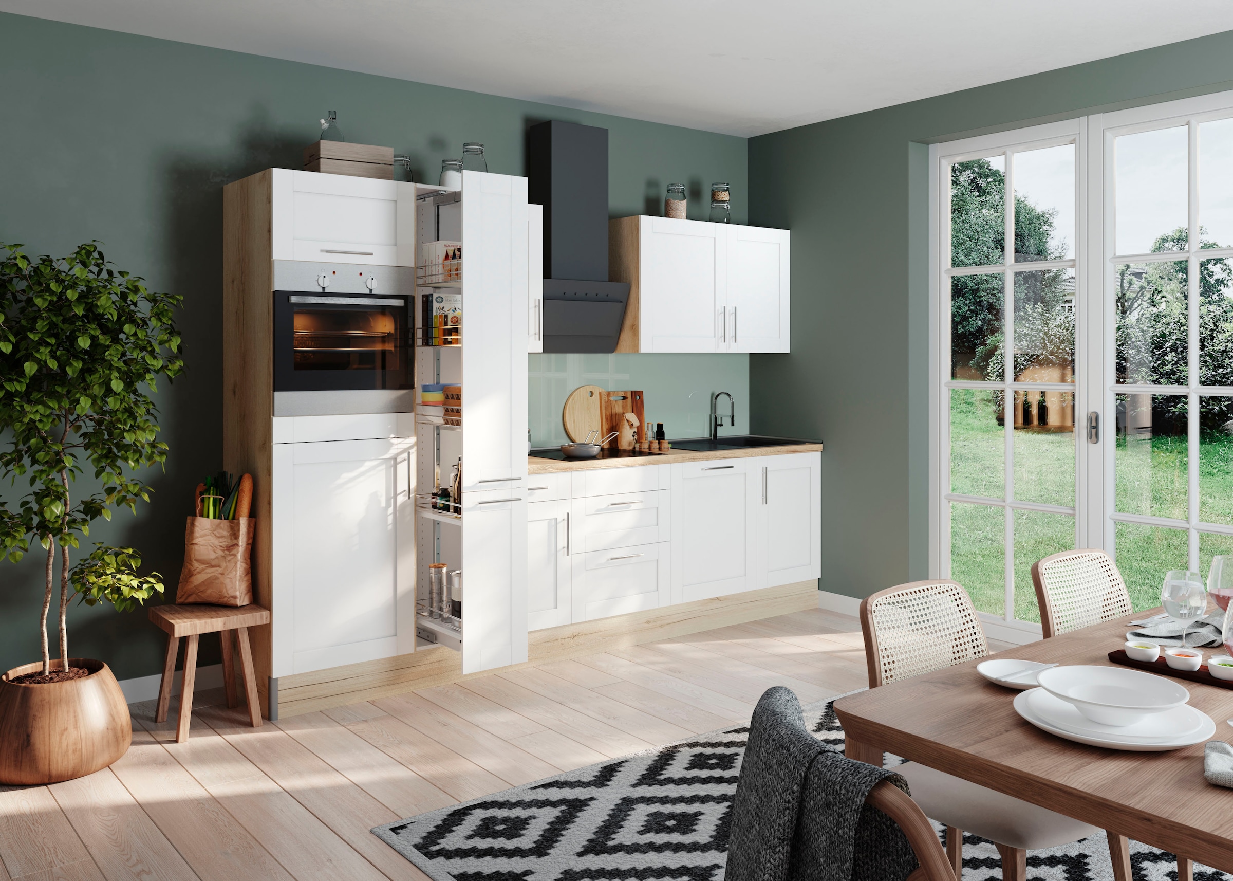 KOCHSTATION Küchenzeile »KS-Ahus«, Breite 310 cm, wahlw. mit E-Geräten, MDF Fronten, Soft Close Funktion