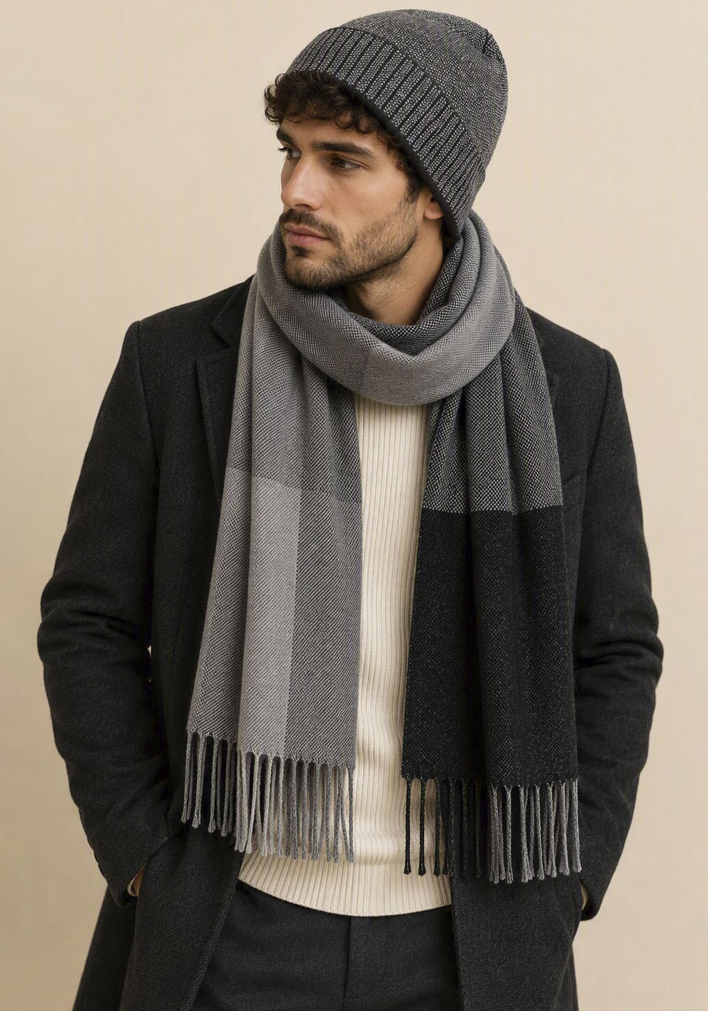 Man's World Modeschal für Herren, aus gewebter Kunstfaser, für Outdoor, Herbst und Winter
