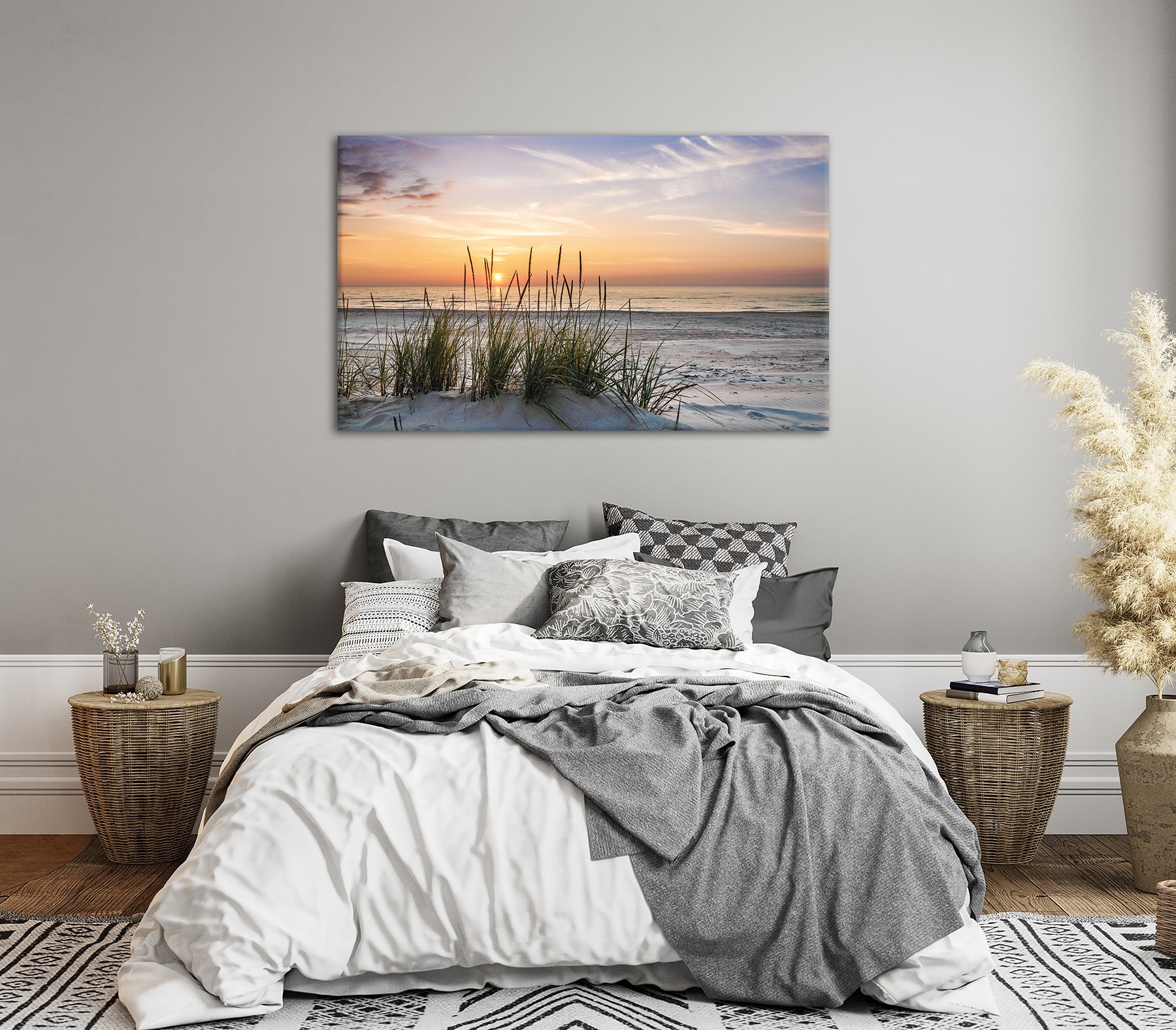 Bönninghoff Leinwandbild »Wandbild SONNENUNTERGANG XXL 90x150 cm – Leinwandbild Keilrahmen Deko« Meer | Sonnenuntergang | Strand 1 Stk. tlg. auf Keilrahmen gespannt
