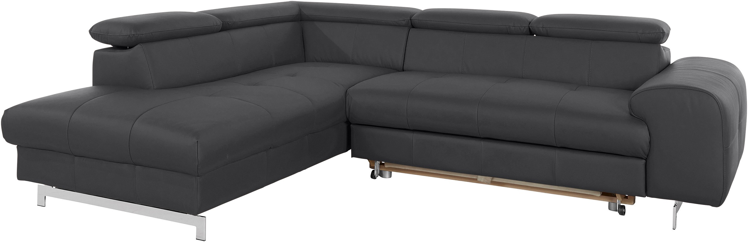 COTTA Ecksofa »Chef L-Form«, mit Kopfteilverstellung, edle Metallkufen, wahlweise mit Bettfunktion