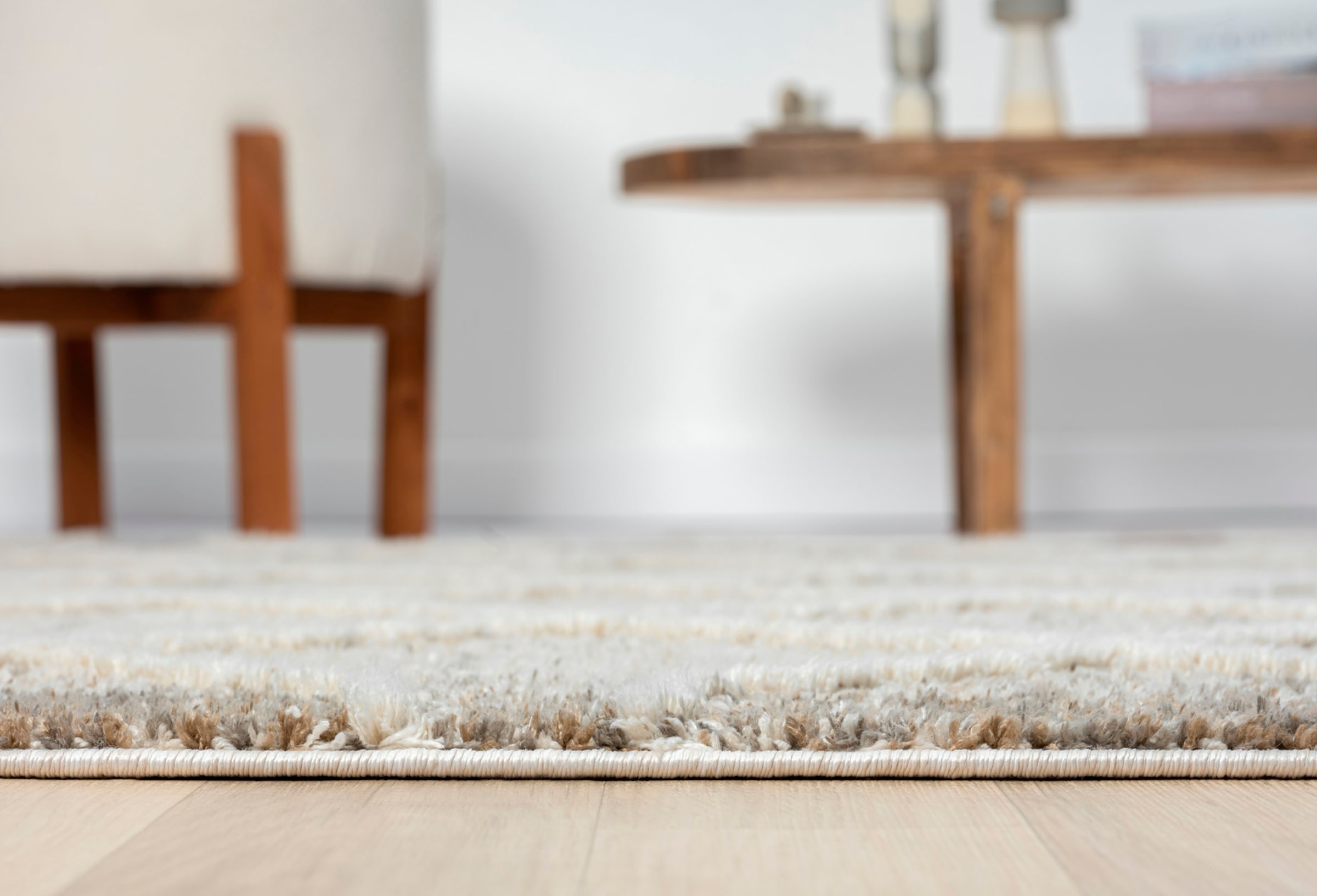 Myflair Möbel & Accessoires Teppich »Enya 1, LAGERRÄUMUNG!« rechteckig 15 mm Höhe Shaggy im Skandi Look, Hoch-Tief Effekt, leicht glänzend