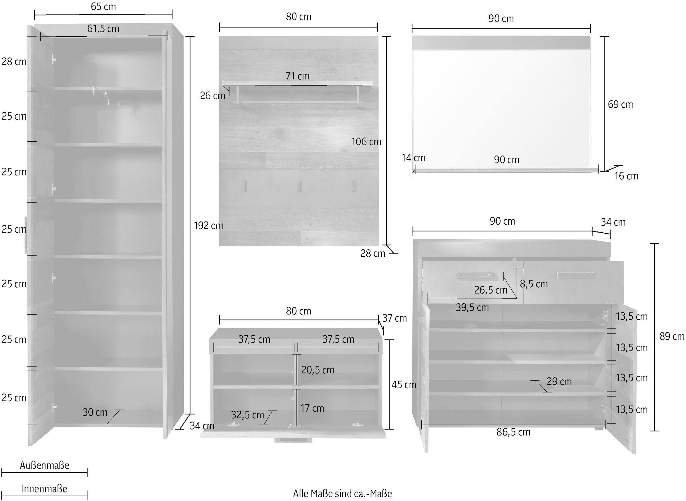 Home affaire Garderoben-Set »Ilana« Set, 5 Stk. tlg.