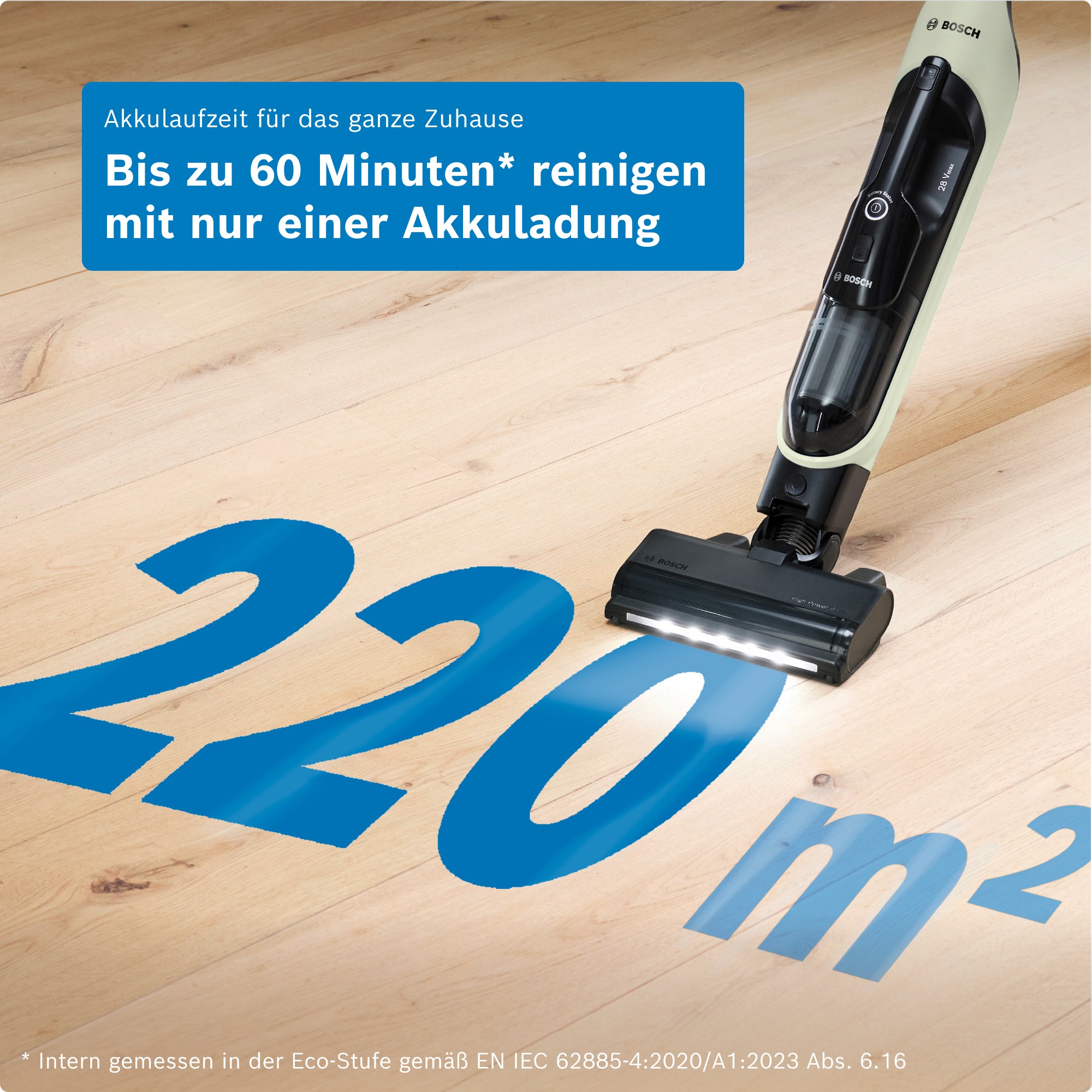 BOSCH Akku-Stielstaubsauger »Flexxo Serie 4 BCH4FM28/BCH4SM28, 2in1 Akku-Staubsauger, freistehend« kabellos, integriertes Zubehör, beutellos, 60 Min. Laufzeit