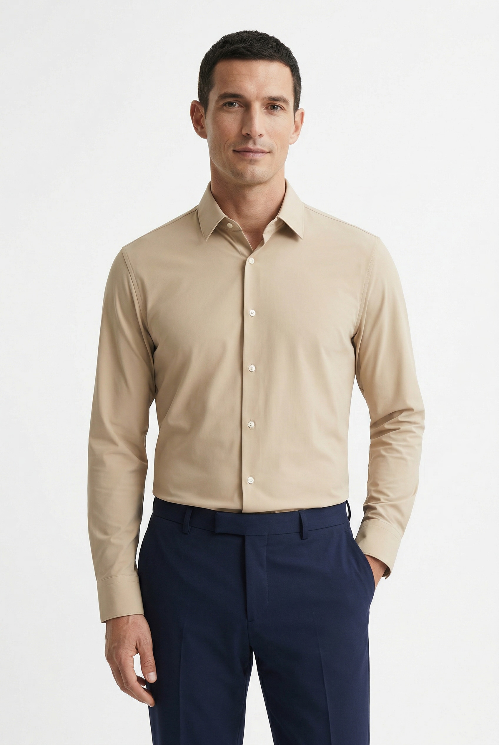 BOSS Langarmhemd »HANK« Kentkragen, Performance-Stretch-Jersey