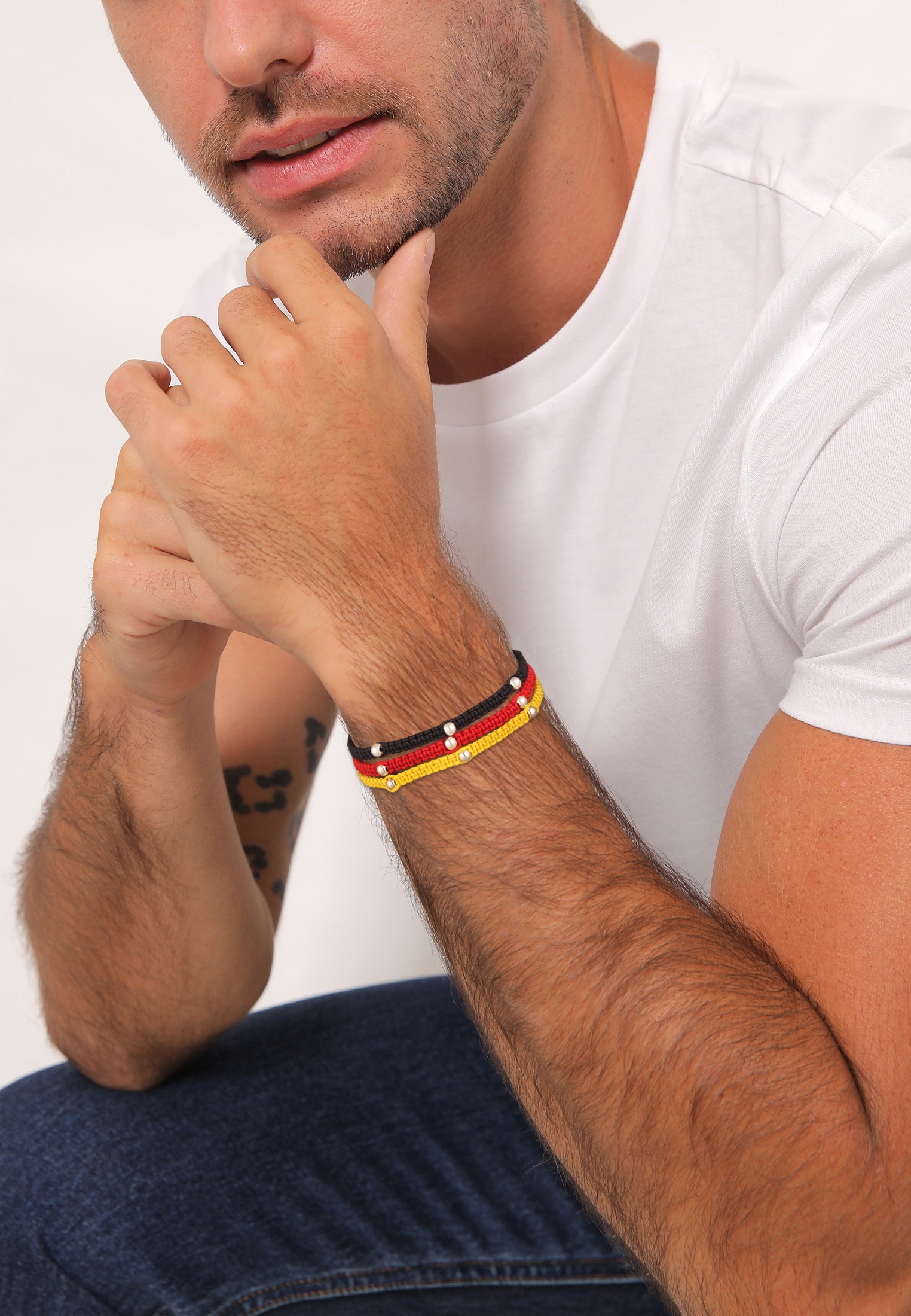 Kuzzoi Armketten Set »Armband EM Fußball Fan-Set Flagge 925 Sterling Silber«