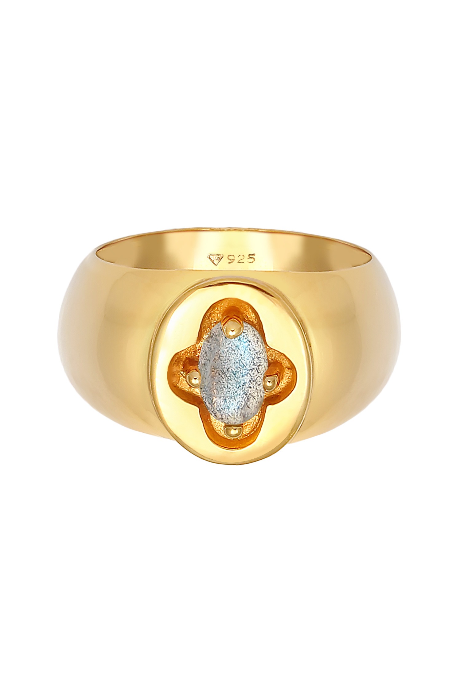 Elli Premium Siegelring »Ring Siegelring Labradorit Krappenfassung Kreuz Vintage 925 Sterling Silber«