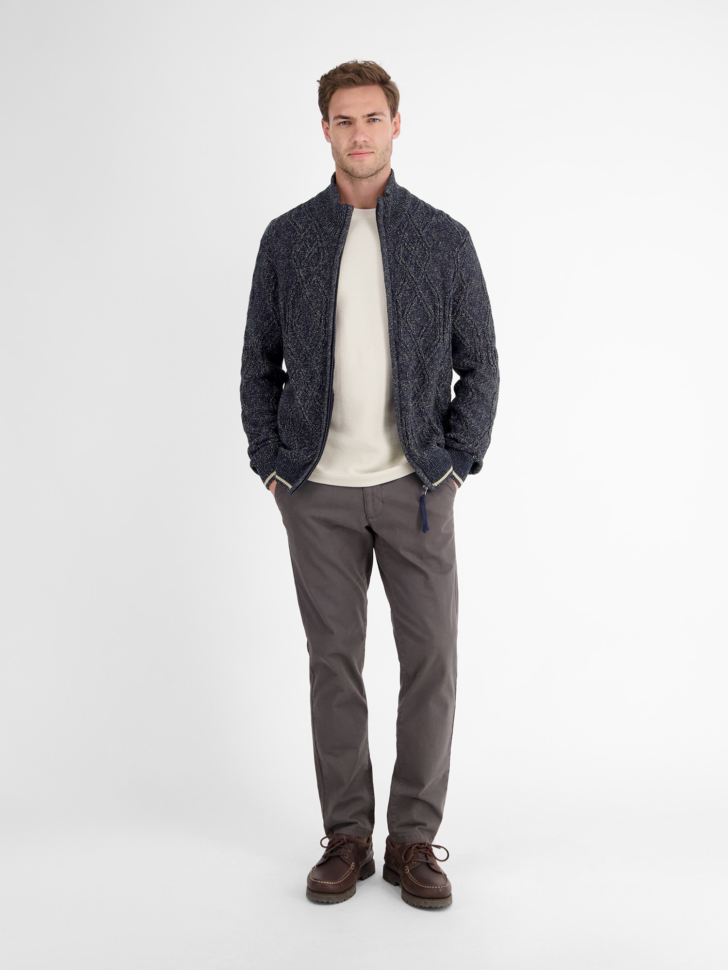 LERROS Strickjacke »LERROS Herren-Strickjacke mit Zopfmuster«