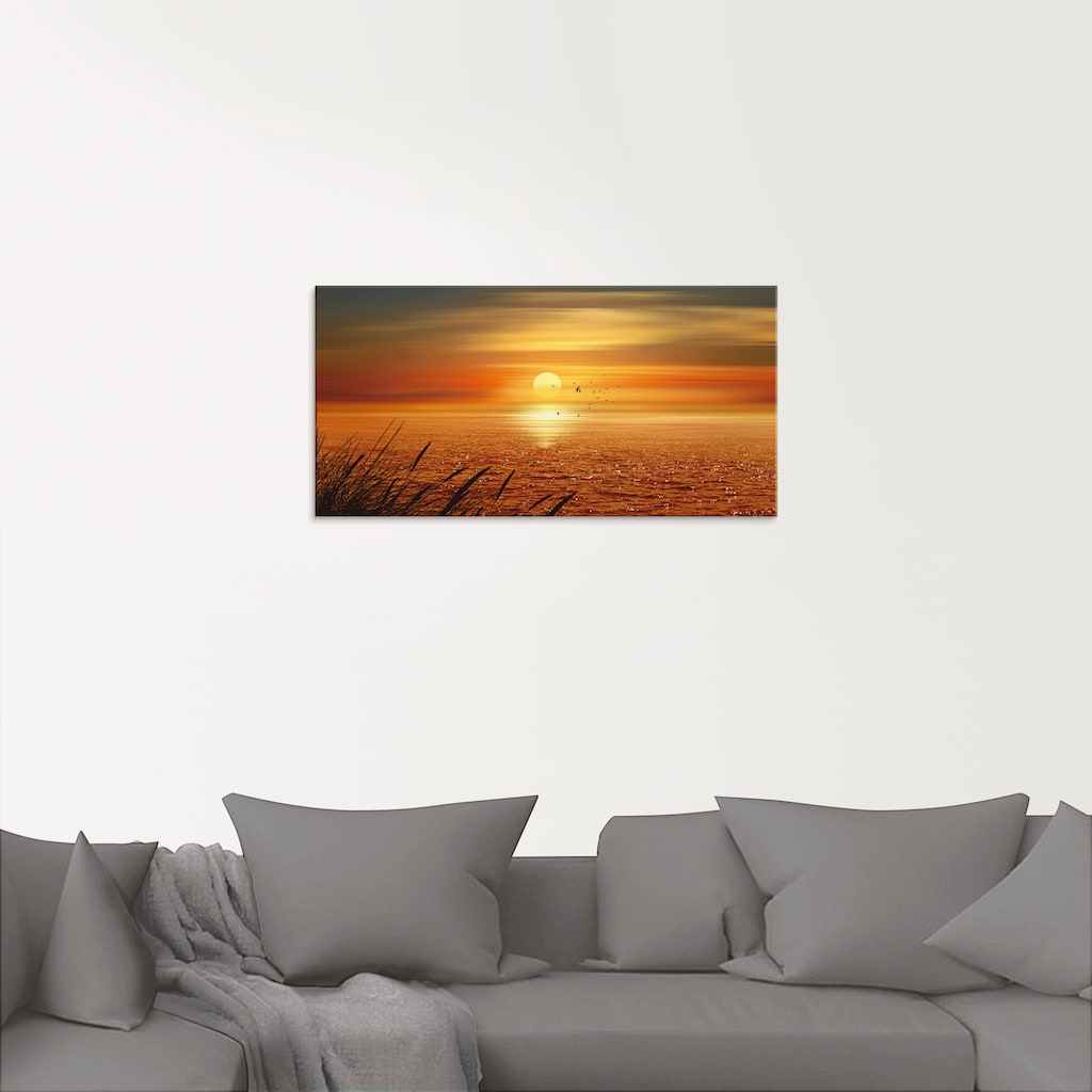 Artland Glasbild »Sonnenuntergang über dem Meer«, Sonnenaufgang & -untergang, (1 St.)