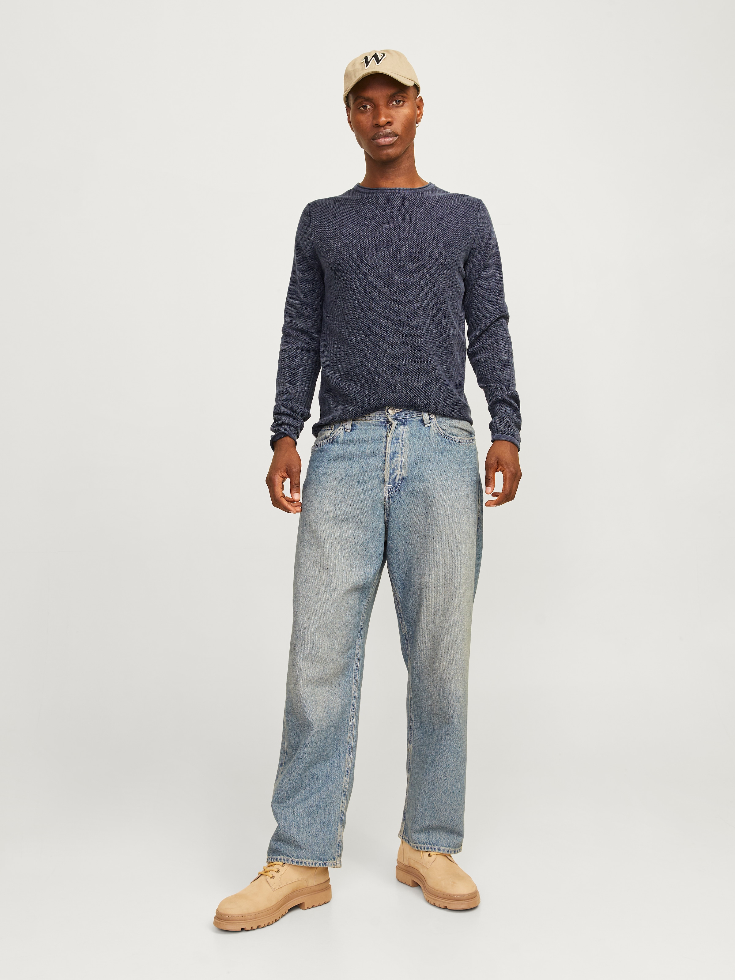 Jack & Jones Rundhalspullover »JJDEAN KNIT CREW NECK AW24«, in gewaschener Optik