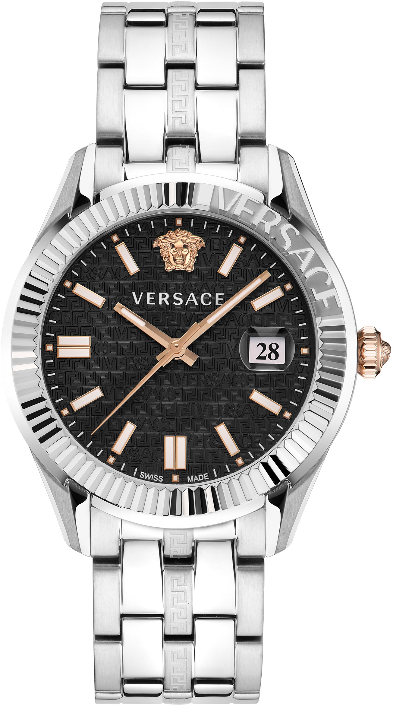 Versace Quarzuhr »GRECA TIME, VE3K00322«, Armbanduhr, Damenuhr, Saphirglas, Datum, Swiss Made, analog