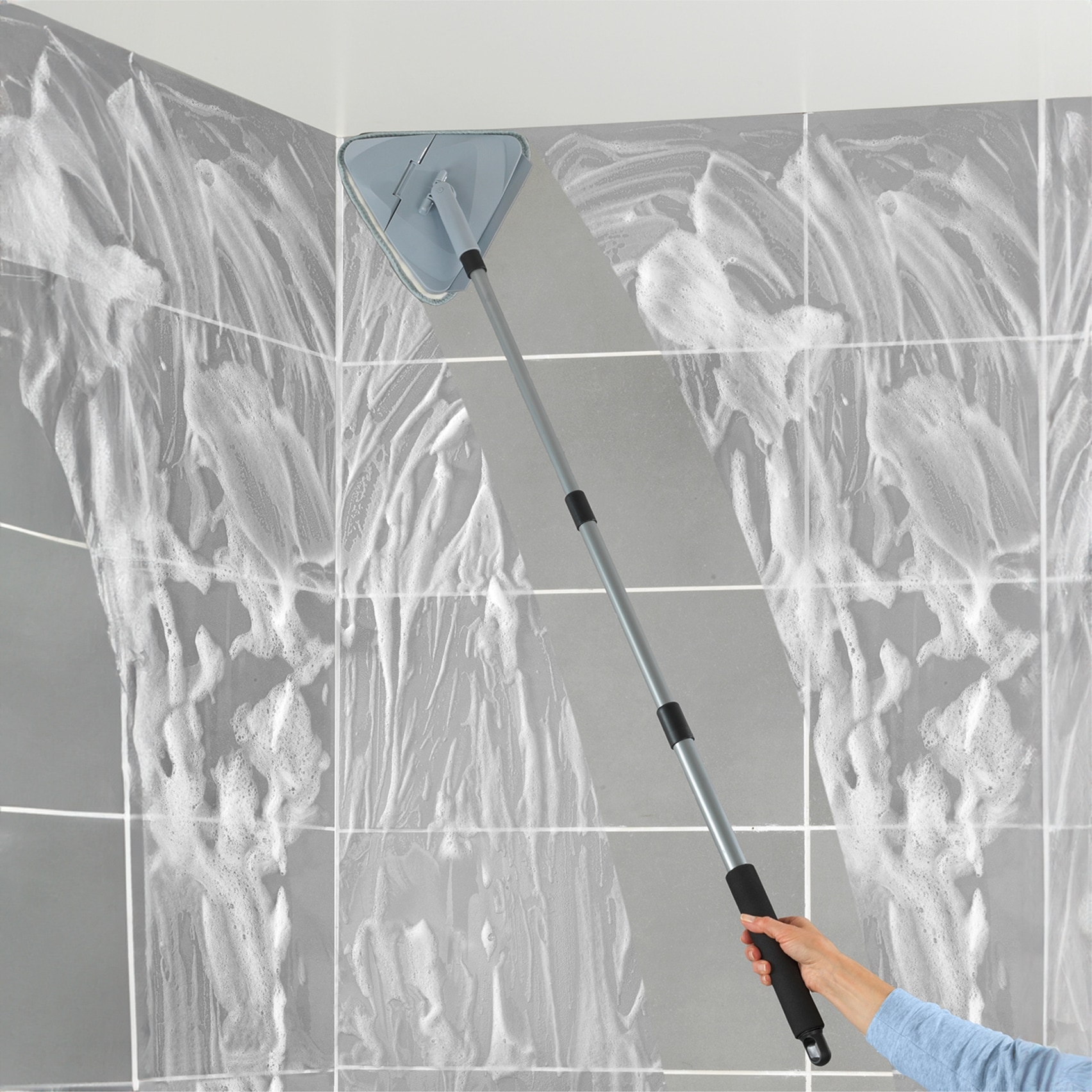 Maximex Bodenwischer-Set »Triangel-Wischer mit Teleskopstiel«, (Set, 5 St.), 360° Duo-Knickgelenk, Mikrofaser-Bezug, reinigt nur mit Wasser