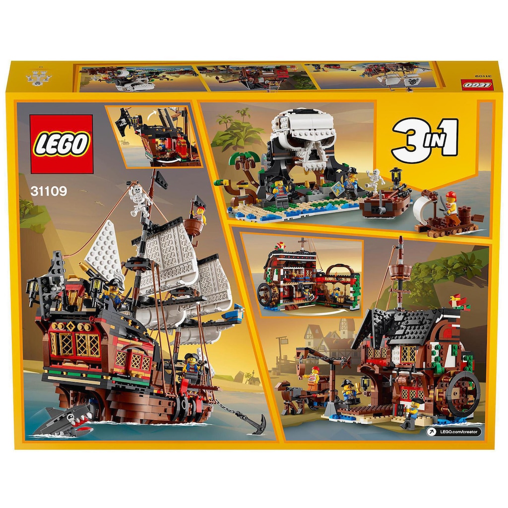 LEGO® Konstruktionsspielsteine »Piratenschiff (31109), LEGO® Creator 3in1«, (1264 St.), Made in Europe