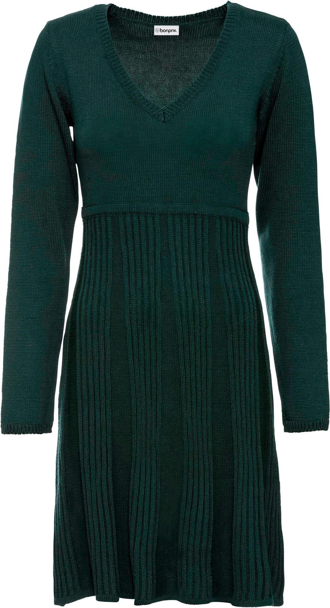 bonprix Strickkleid für stilvollen Auftritt, aus Baumwolle und Polyacryl, mit Rippen-Mix