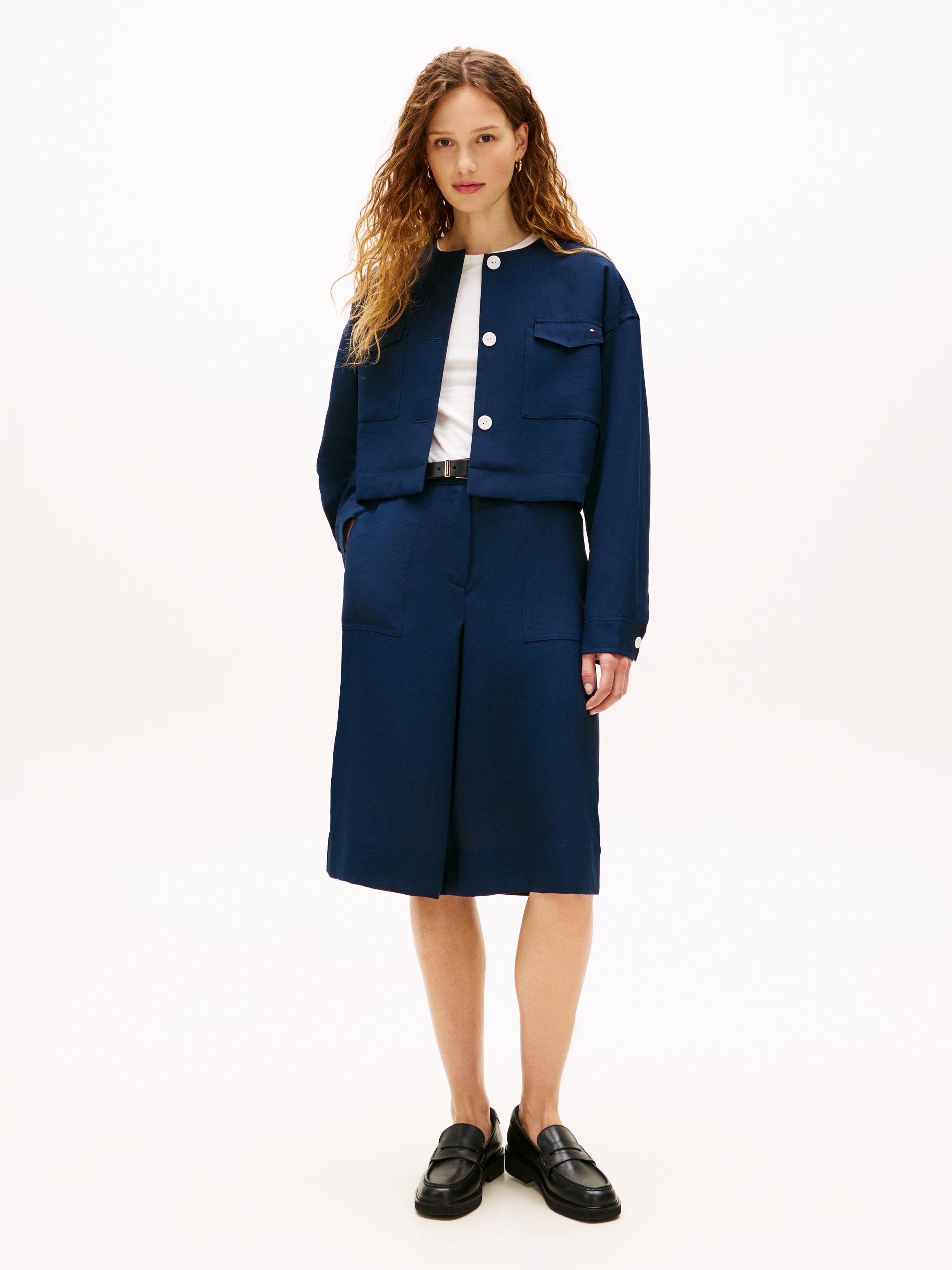 Tommy Hilfiger Kurzblazer »TAILORED UTILITY CROPPED JACKET« Boxy Fit, ohne Kragen