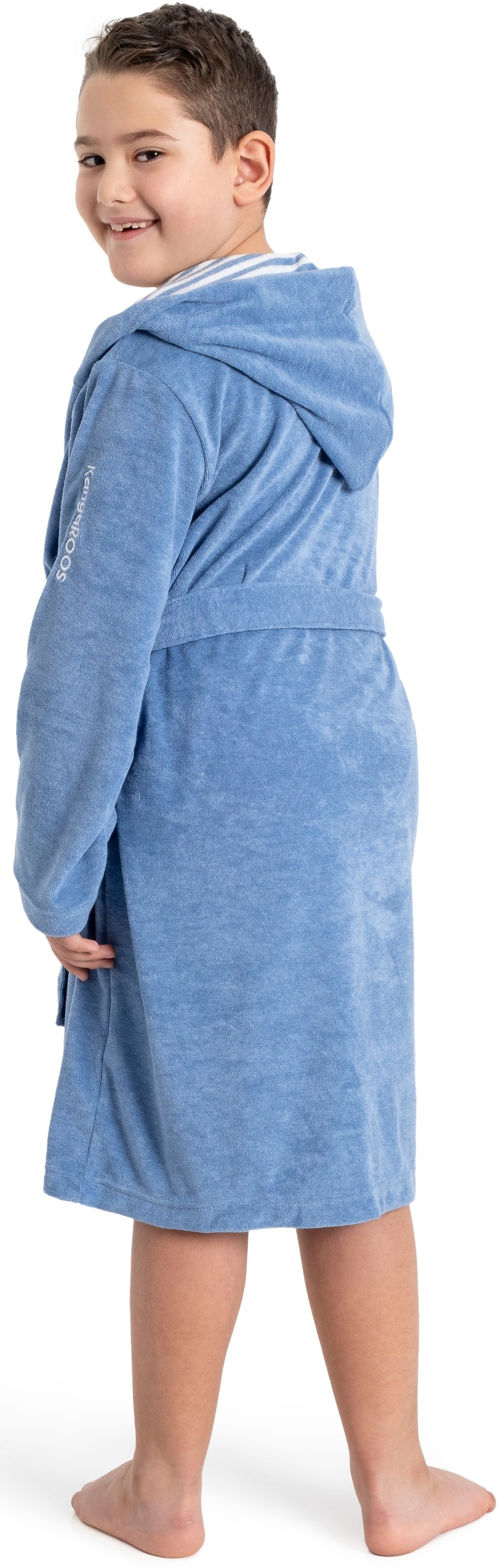 KangaROOS Kinderbademantel »Dalia, Ideal für Zuhause, Schwimmbad oder im Urlaub« 1 Stk. Uni-Farben mit Streifen