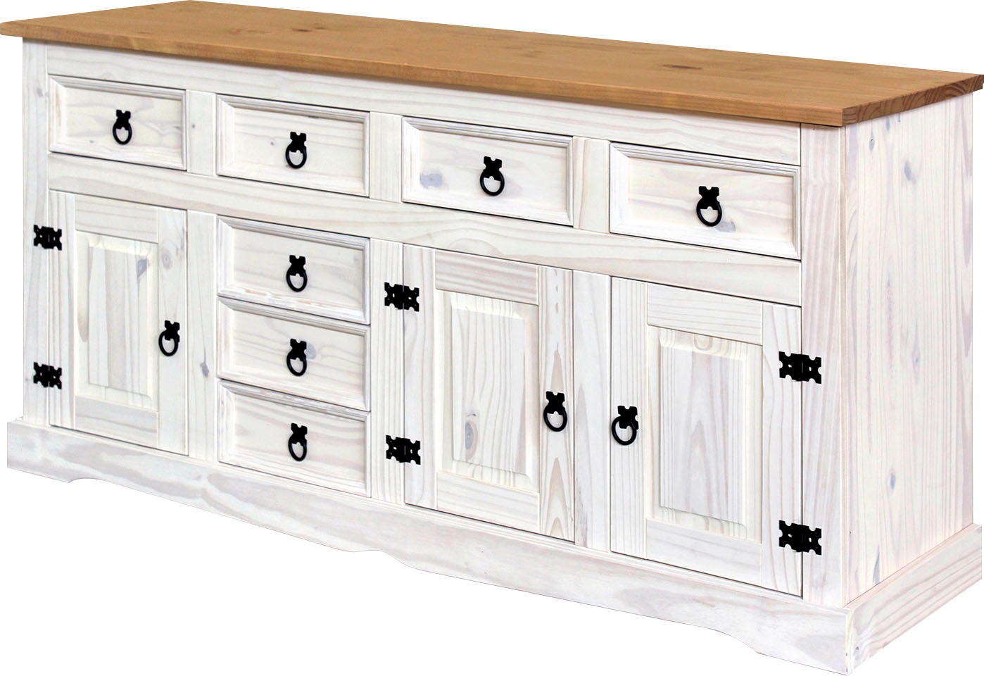 Möbilia Sideboard Kommode, Ziergriffe und Scharniere aus Metall