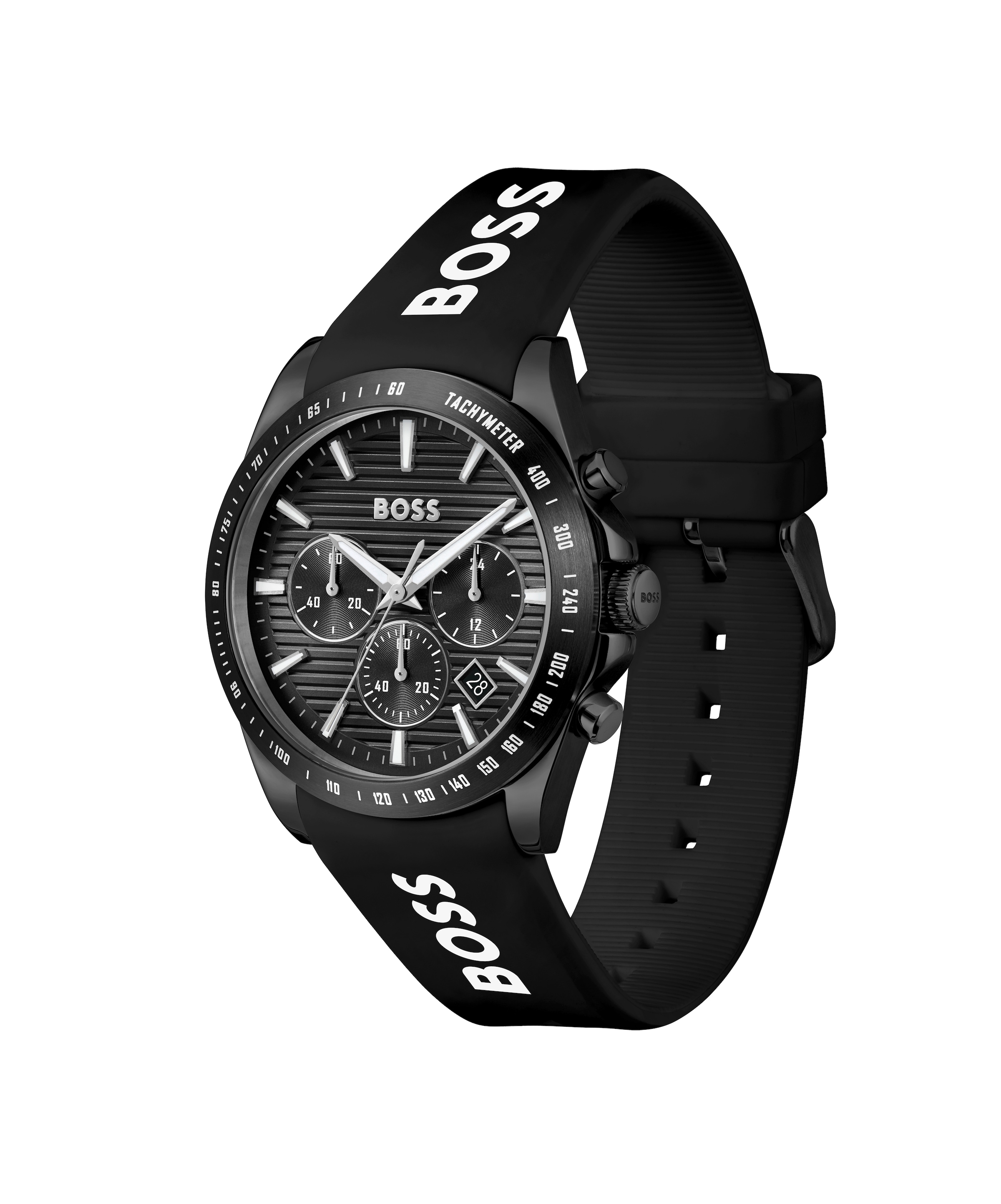BOSS Chronograph »STRIKE CHRONO« Quarzuhr, Armbanduhr, Herrenuhr, Silikonarmband, analog, Tag