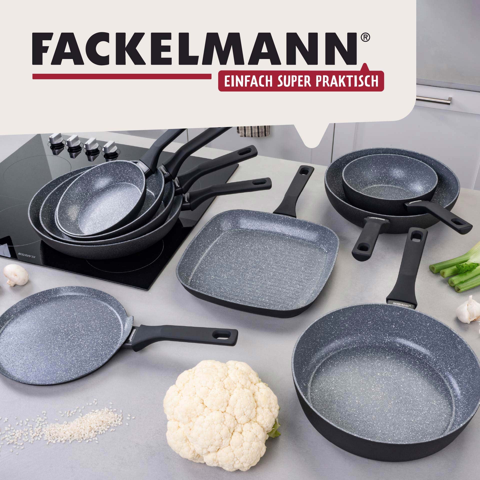 FACKELMANN Wok »Cosmo« Aluminium Set, 2 Stk. tlg. Wokpfannen-Set Cosmo Ø 20 cm & Ø 28 cm – mit Ceramic-Beschichtung
