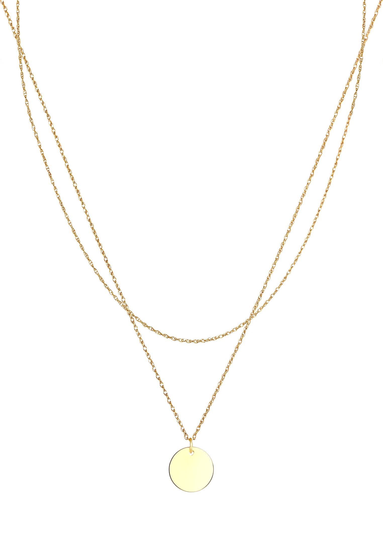 Elli Kette ohne Anhänger »Halskette Layering Plättchen Kreis Geo 925 Silber«