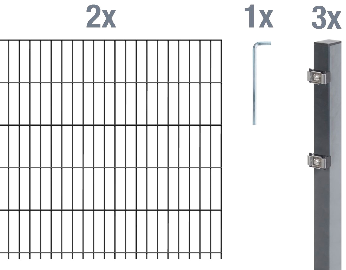 Alberts Doppelstabmattenzaun »Grundset«, Höhe: 80 - 160 cm, Gesamtlänge: 4 - 30 m, zum Einbetonieren