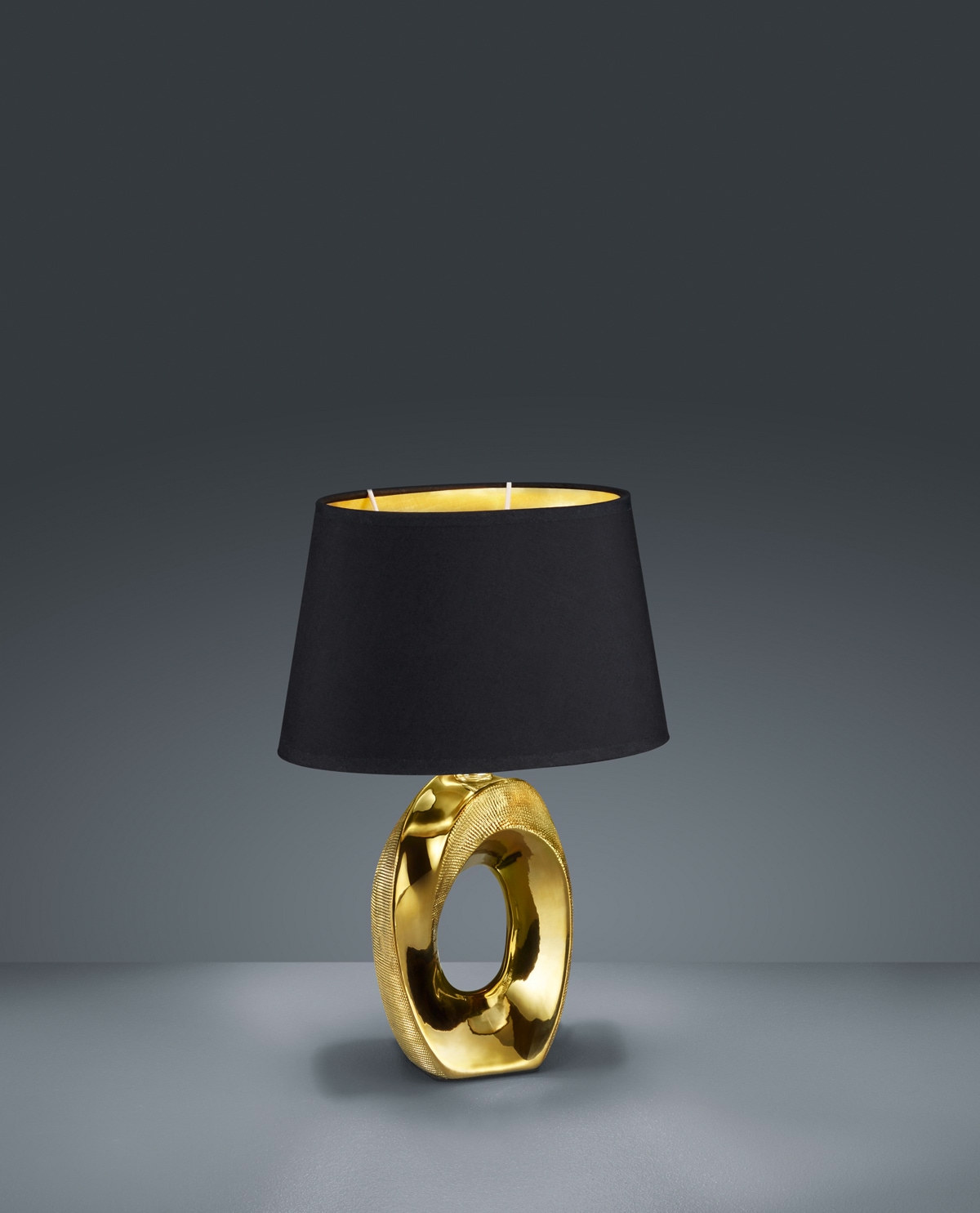 TRIO Leuchten Schreibtischlampe Tischlampe bei golfarbig, OTTO schwarz/gold Stoffschirm Nachttischlampe, »Taba«, in 1 flammig-flammig, kaufen online