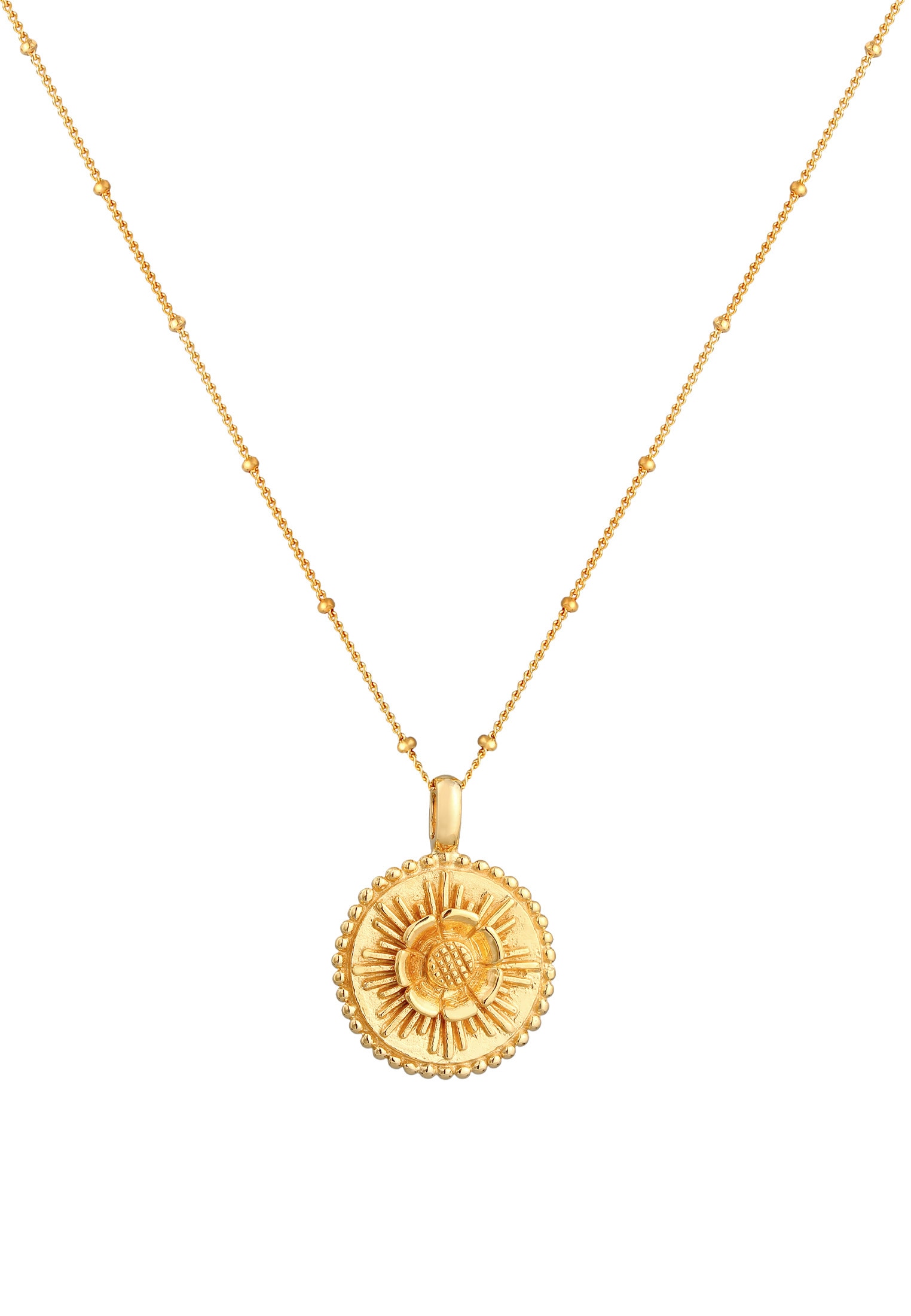 Elli Kette mit Anhänger »Halskette Lotusblüte Blume Disc Münze 925 Silber«