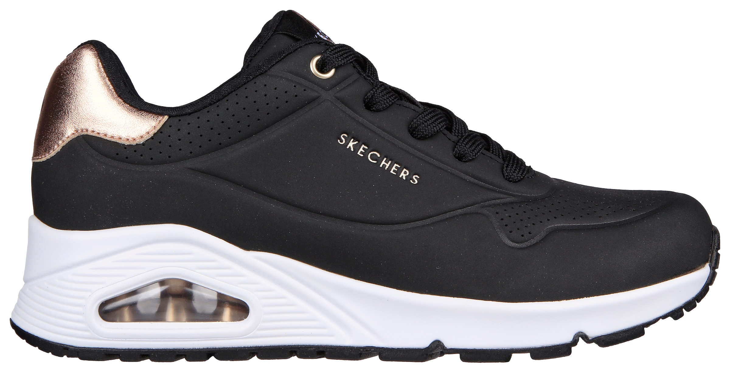 Skechers Sneaker »UNO GOLDEN AIR«, Freizeitschuh, Halbschuh, Schnürschuhmit Metallic-Einsatz