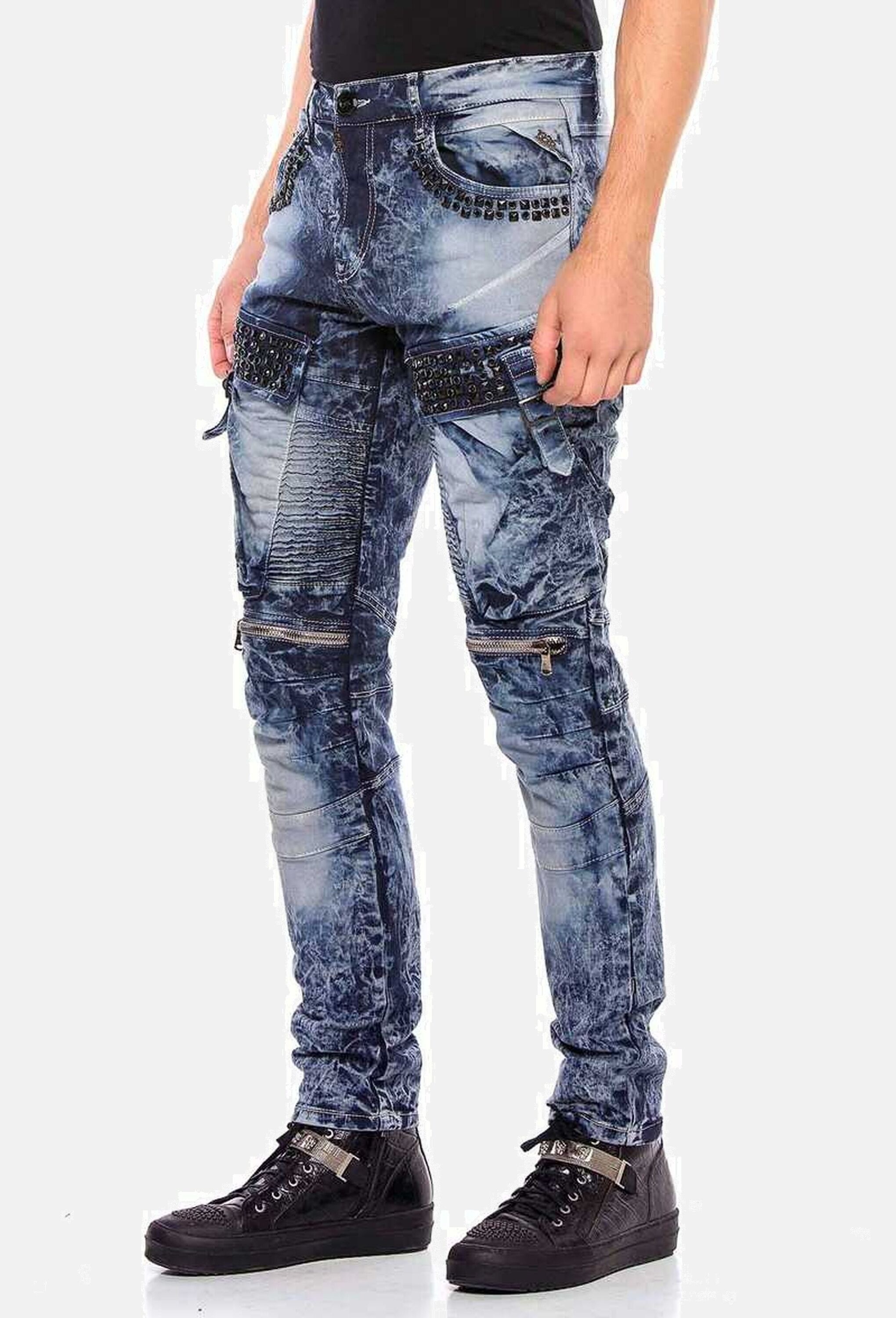 Cipo & Baxx Bikerjeans »Cipo & Baxx Jeans« Mit Ripp-Details, CD494