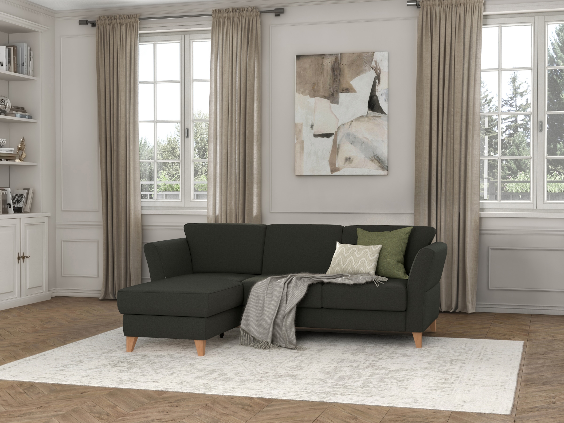 sit&more Ecksofa »Visby L-Form«, Wahlweise mit Bettfunktion und Bettkasten, frei im Raum stellbar