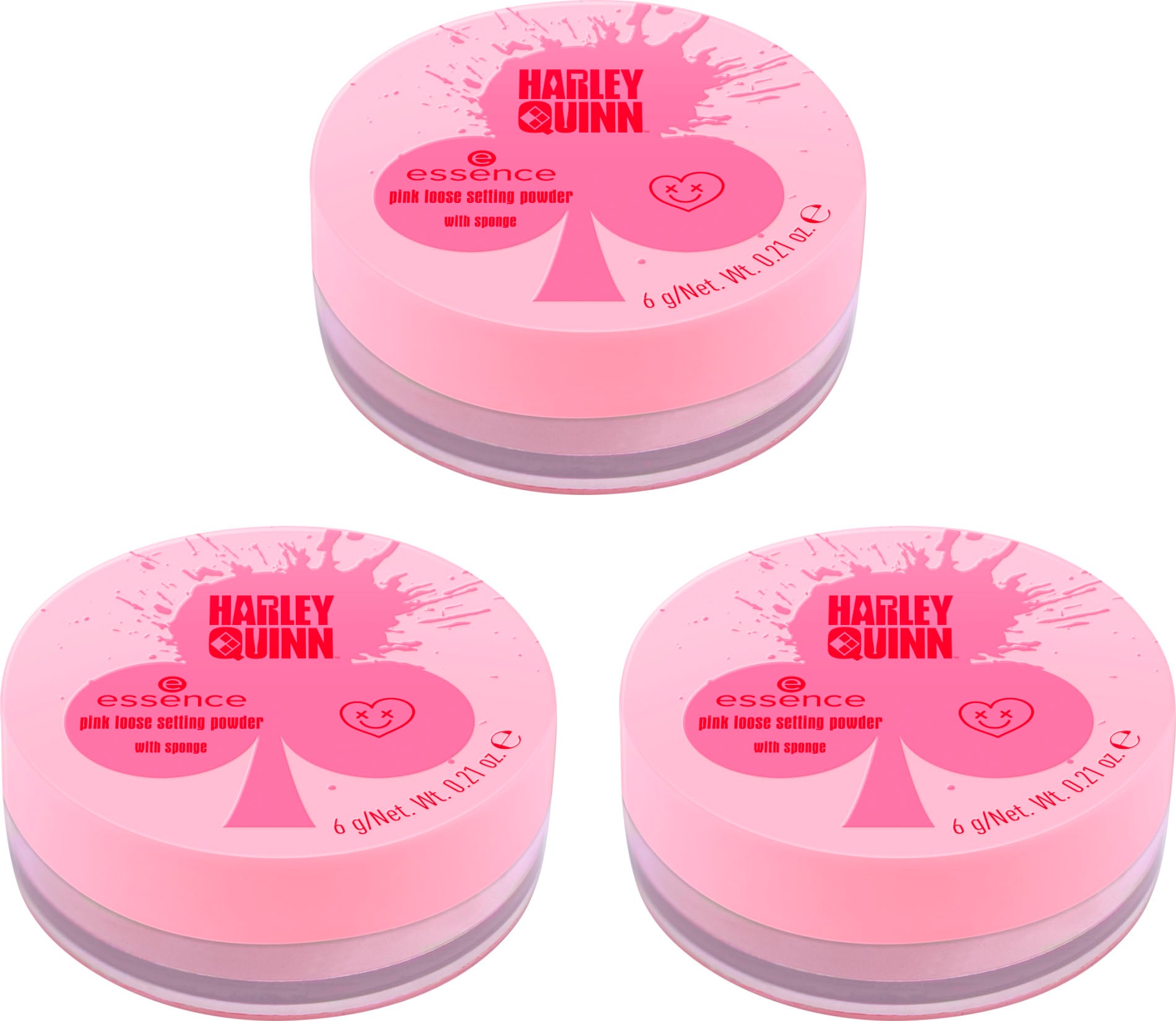 Puder »Harley Quinn pink loose setting powder«, (Set, 3 tlg.)