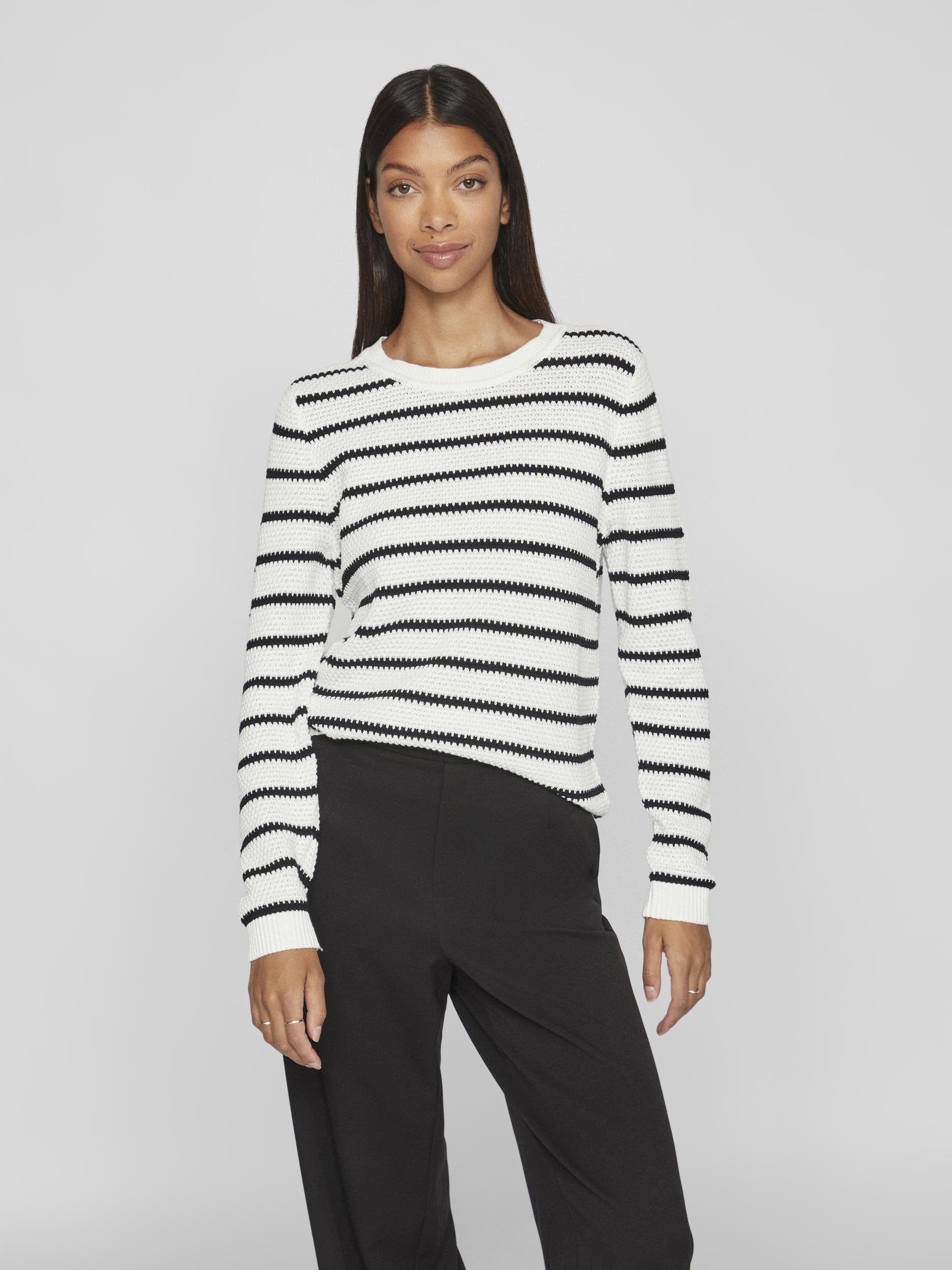 Vila Rundhalspullover »VIDALO O-NECK L/S STRIPE KNIT TOP- NOOS«