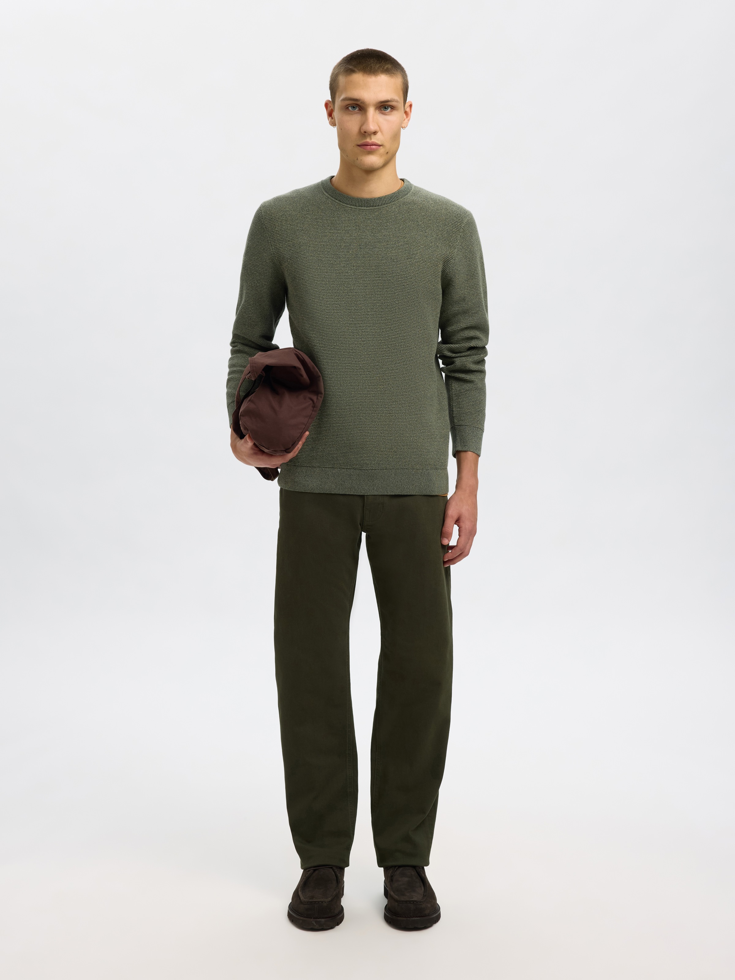 SELECTED HOMME Strickpullover »SLHROSS LS KNIT STRUCTURE CREW NECK NOOS«