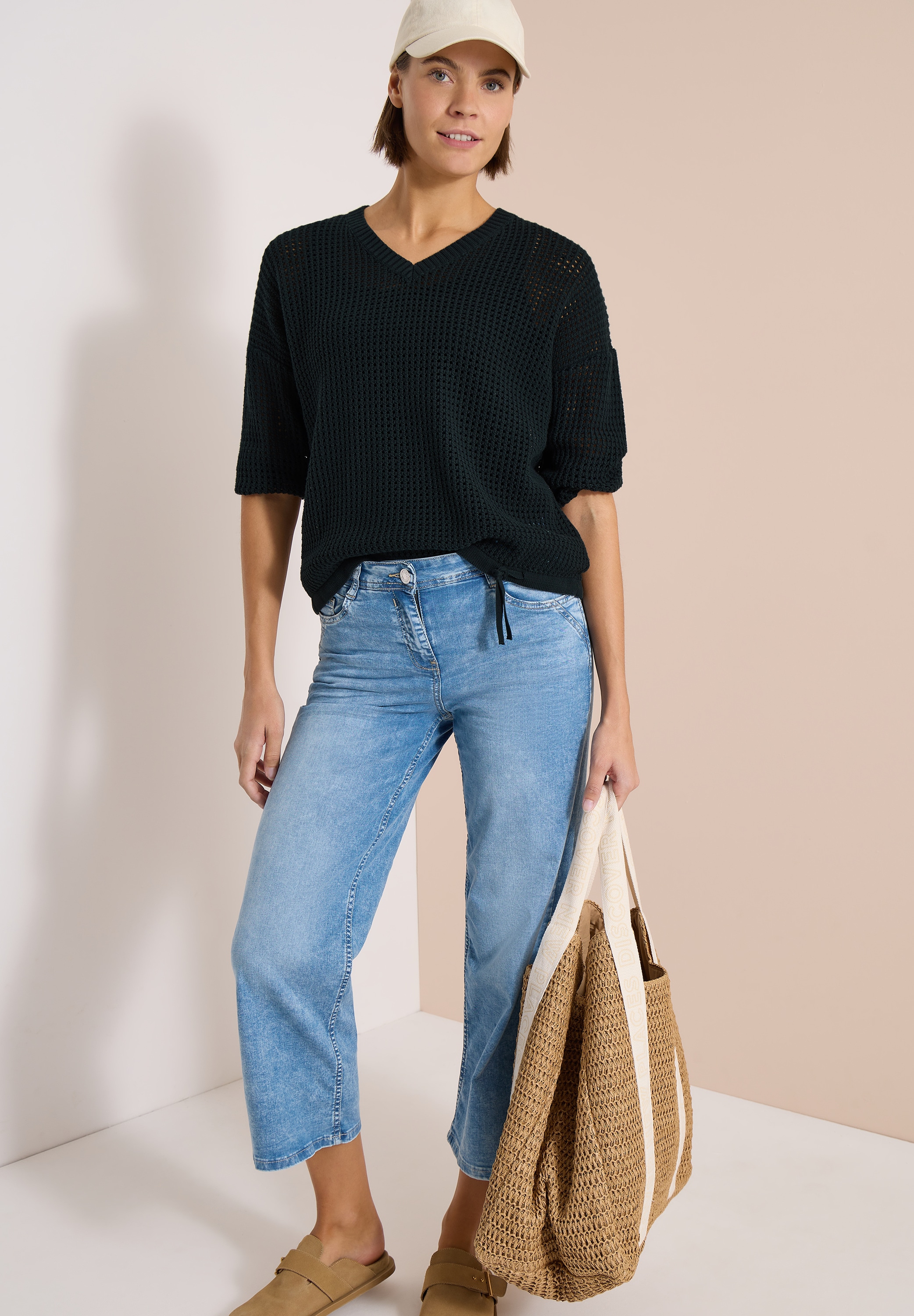 Cecil Strickpullover im Crochet-Look/moderner Sommerstrick