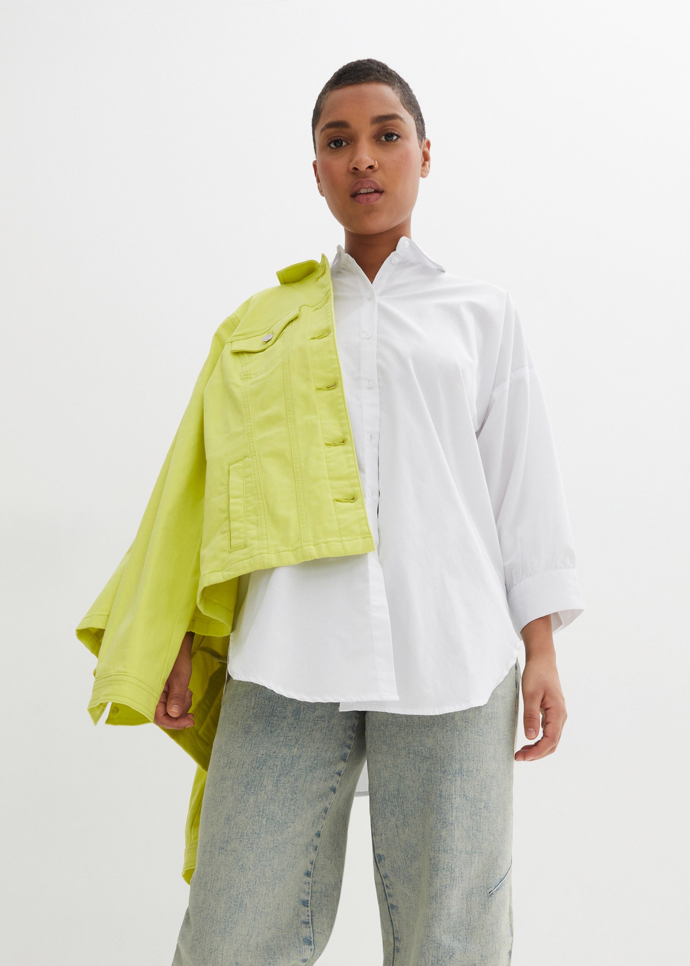 bonprix Boyfriend-Jeans weites Bein, Loose Fit, mit bequemem Gummi am hinteren Bund